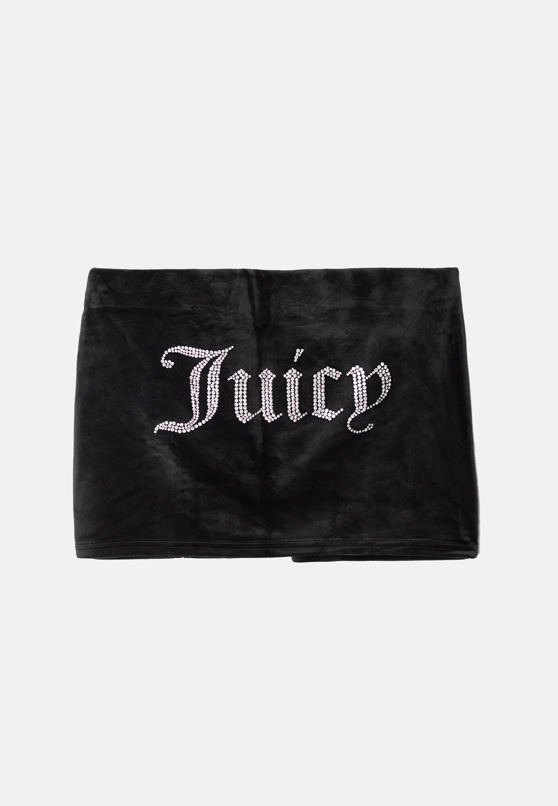 Minigonna Juicy in velluto con spacco laterale e logo in strass colore Nero - Image 2