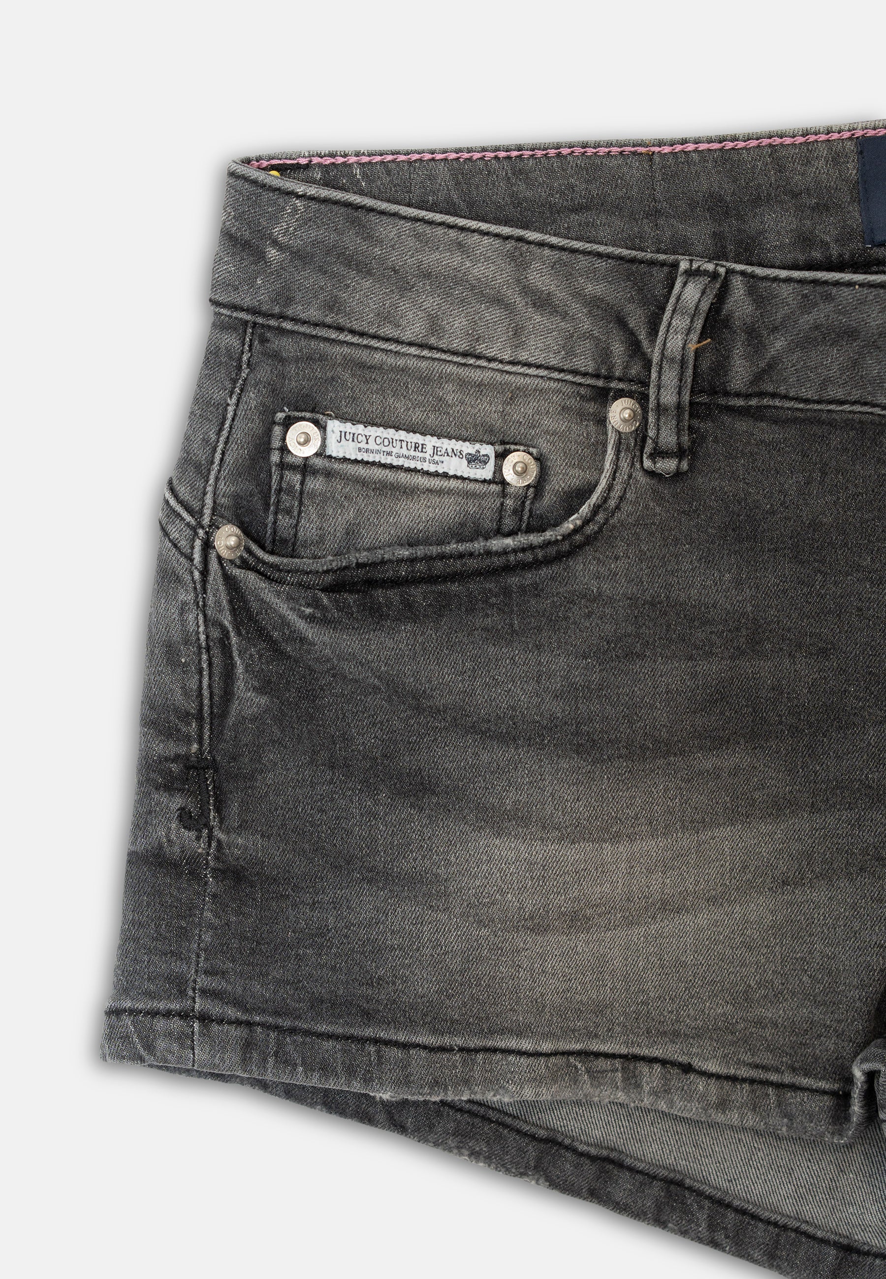 Pantaloncini in denim stretch con logo Juicy in strass Washed Black - Image 3