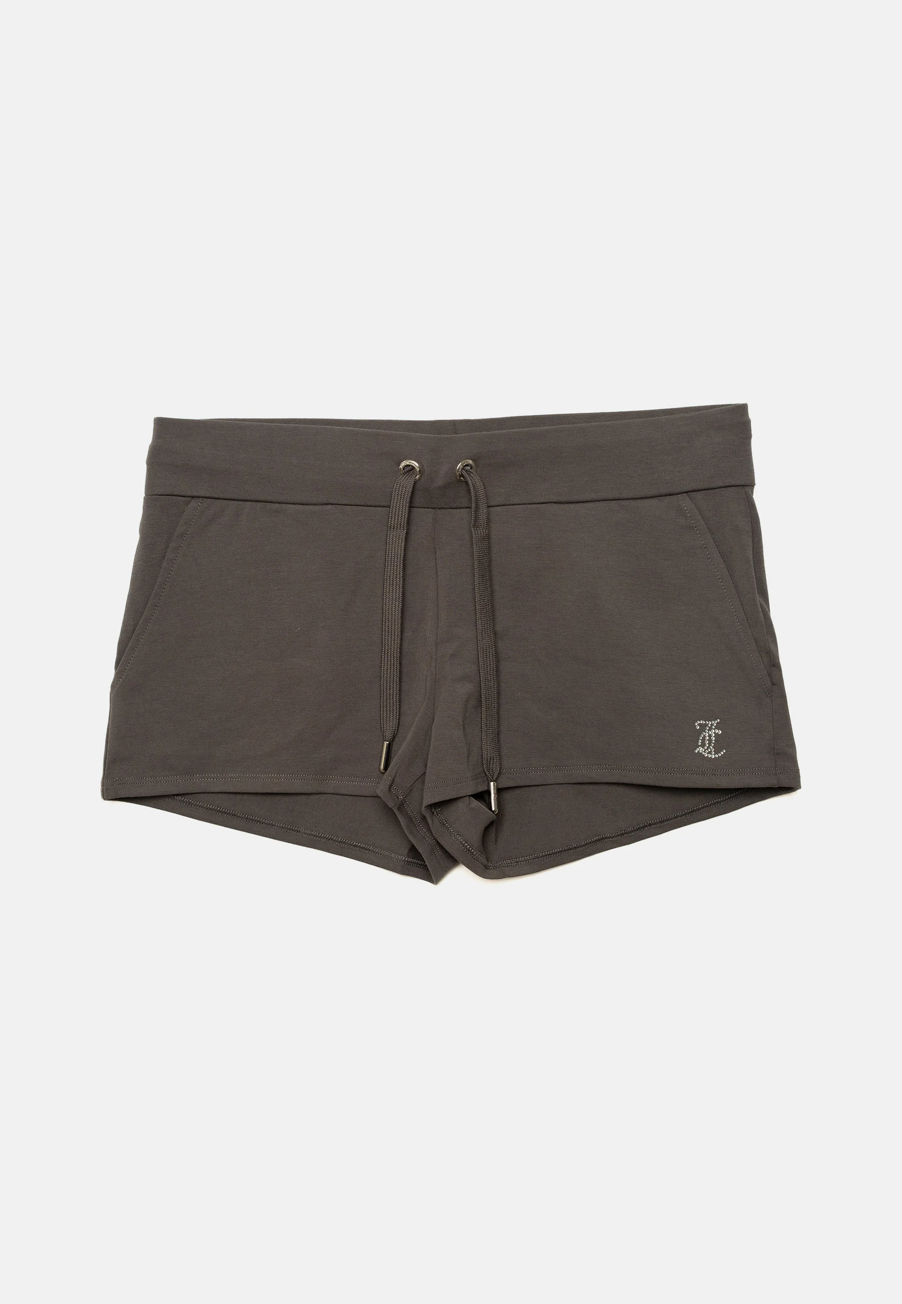 Pantaloncini in jersey con logo in strass colore Grigio
