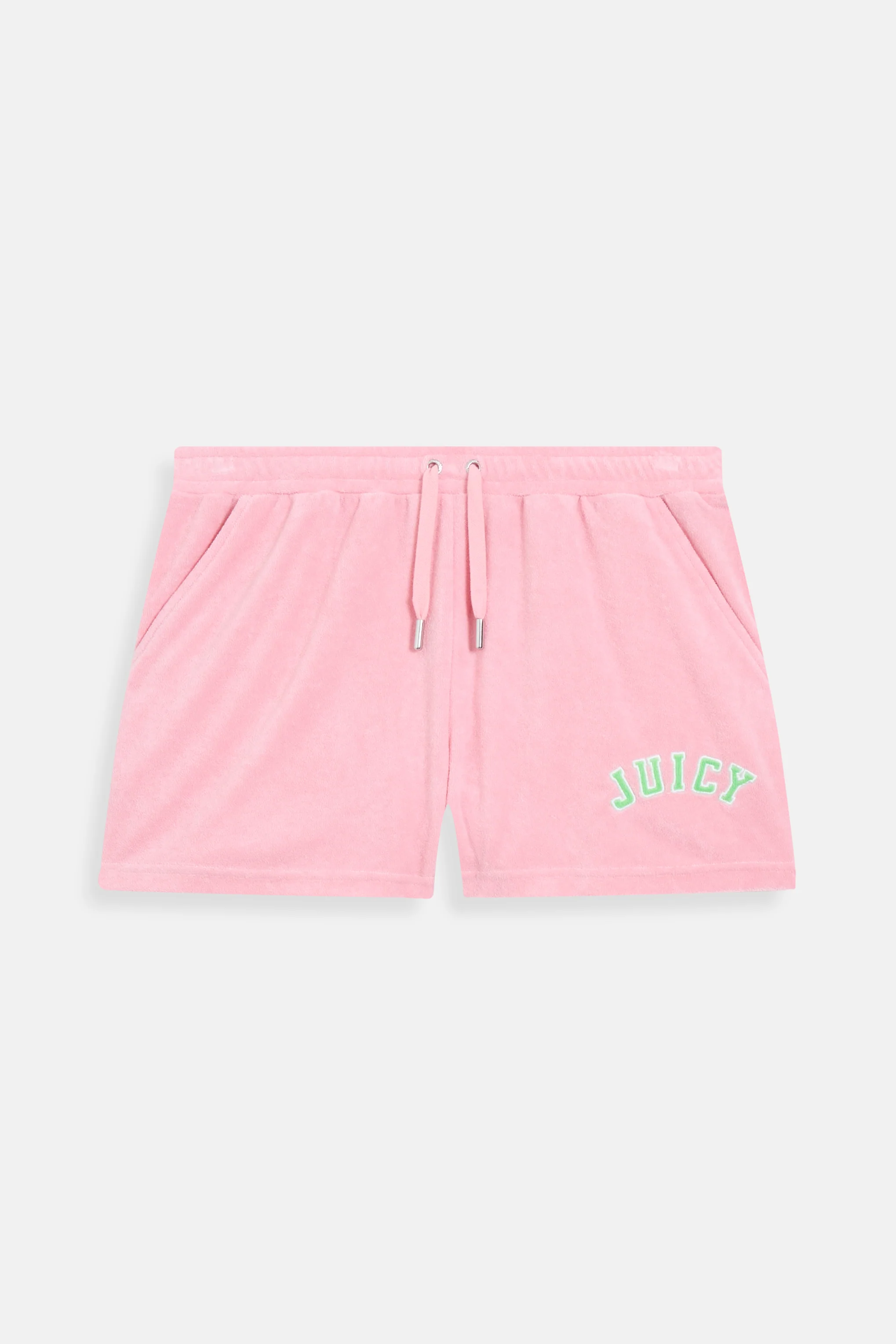 Pantaloncini Juicy in spugna con coulisse in vita e logo a contrasto colore Rosa