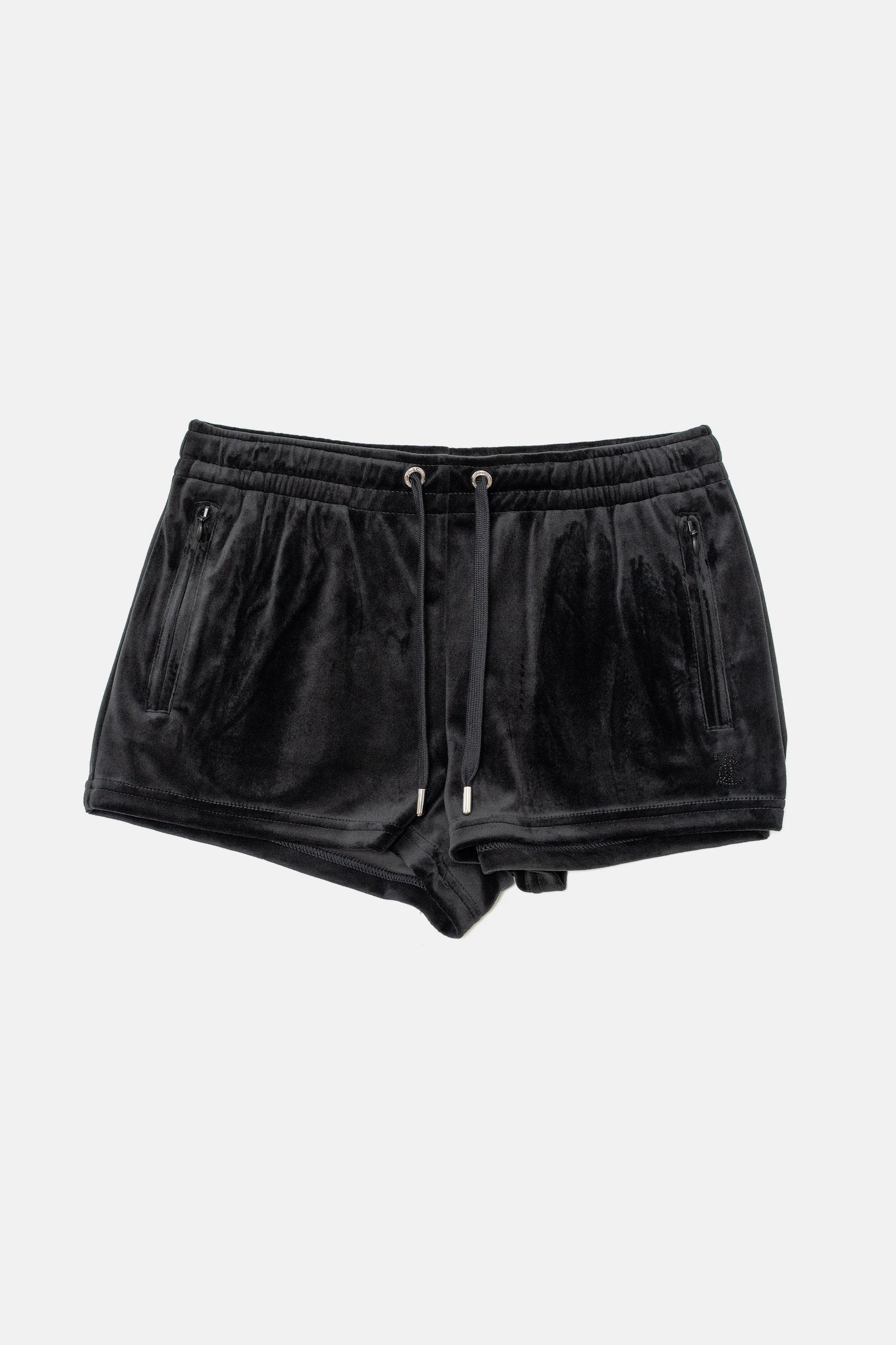Pantaloncini Tamia in velluto classico con logo Juicy in strass tono su tono colore Nero
