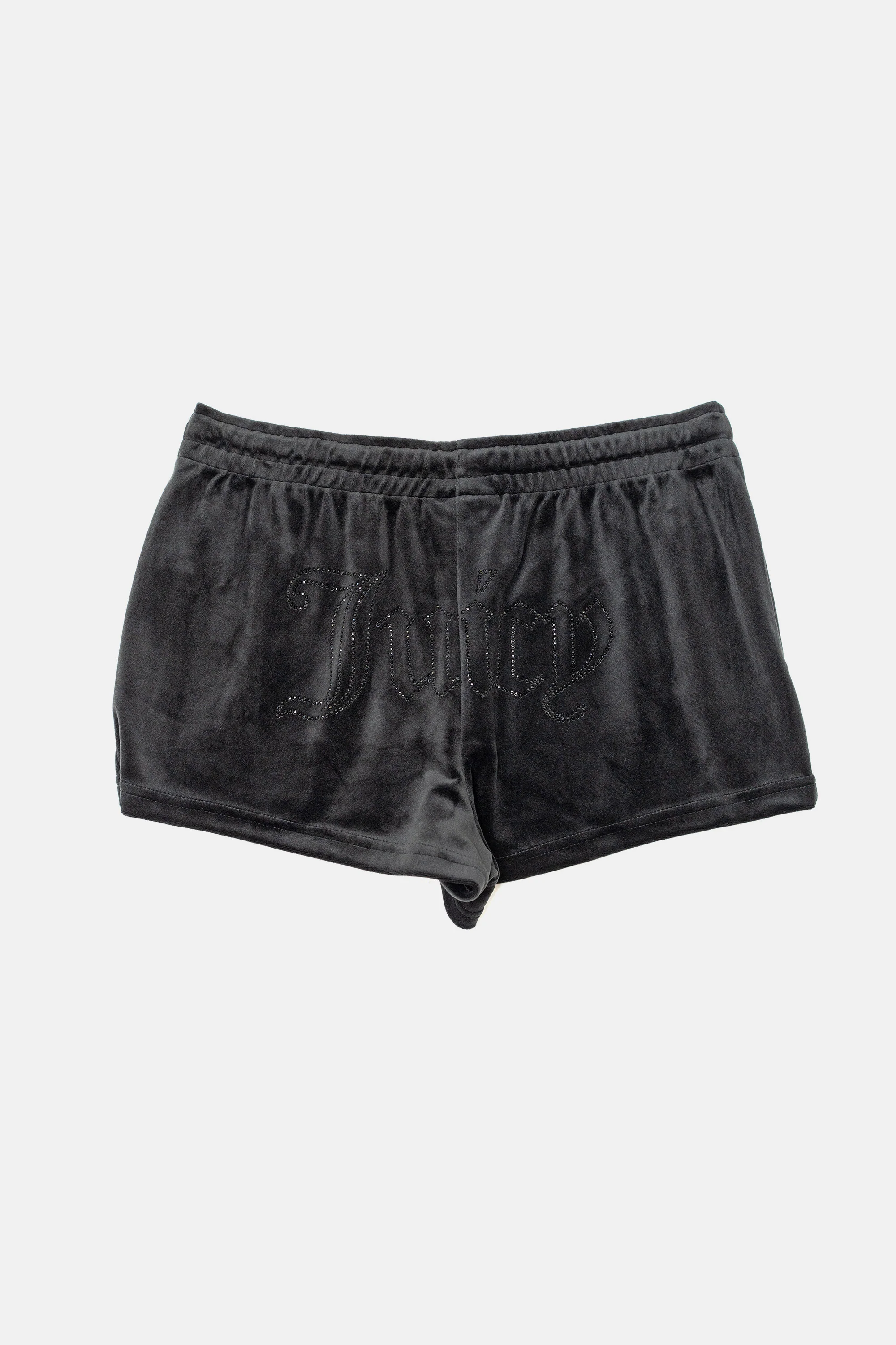 Pantaloncini Tamia in velluto classico con logo Juicy in strass tono su tono colore Nero - Image 2