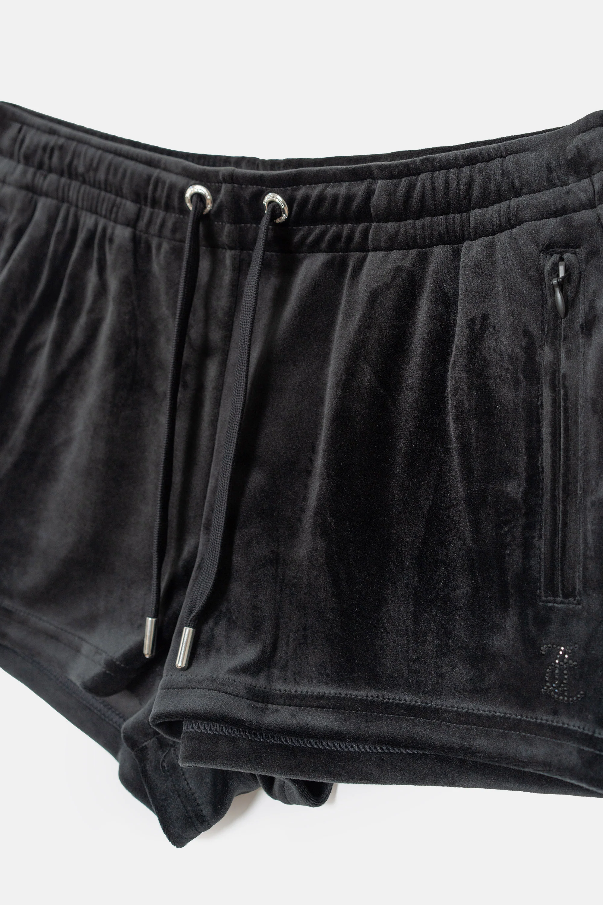 Pantaloncini Tamia in velluto classico con logo Juicy in strass tono su tono colore Nero - Image 3
