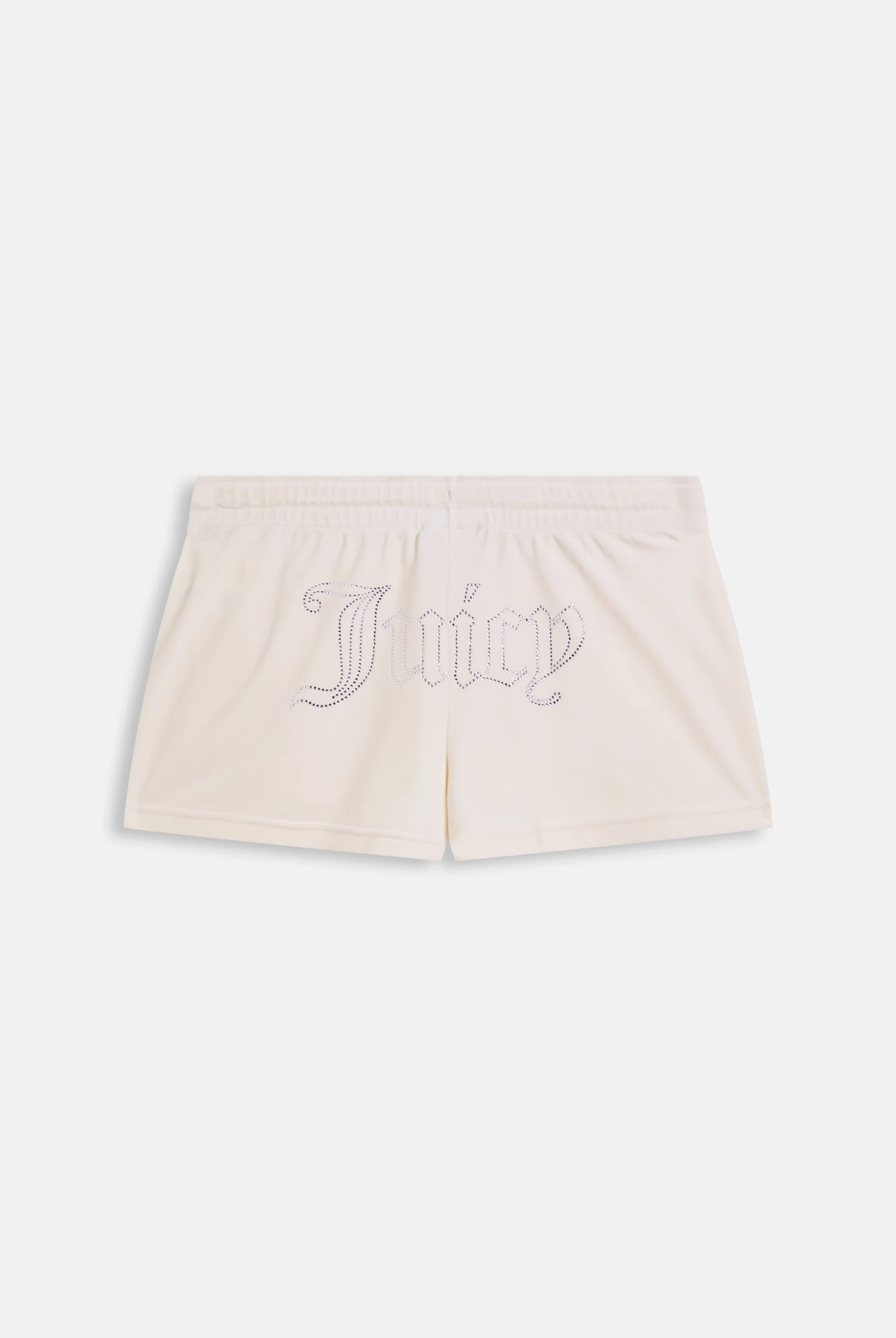 Pantaloncini Tamia in velluto classico con logo Juicy in strass tono su tono colore Panna - Image 2