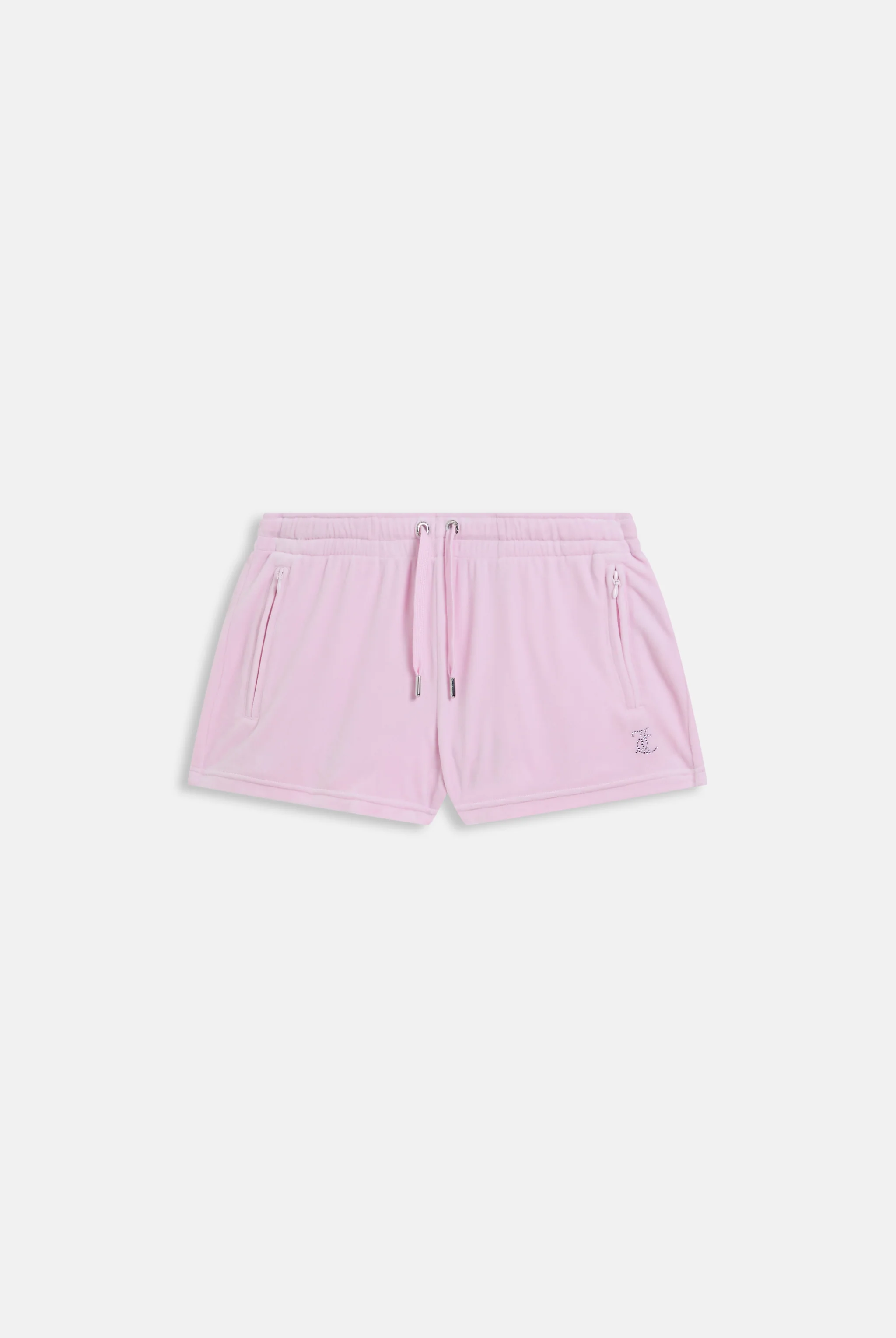 Pantaloncini Tamia in velluto classico con logo Juicy in strass tono su tono colore Rosa