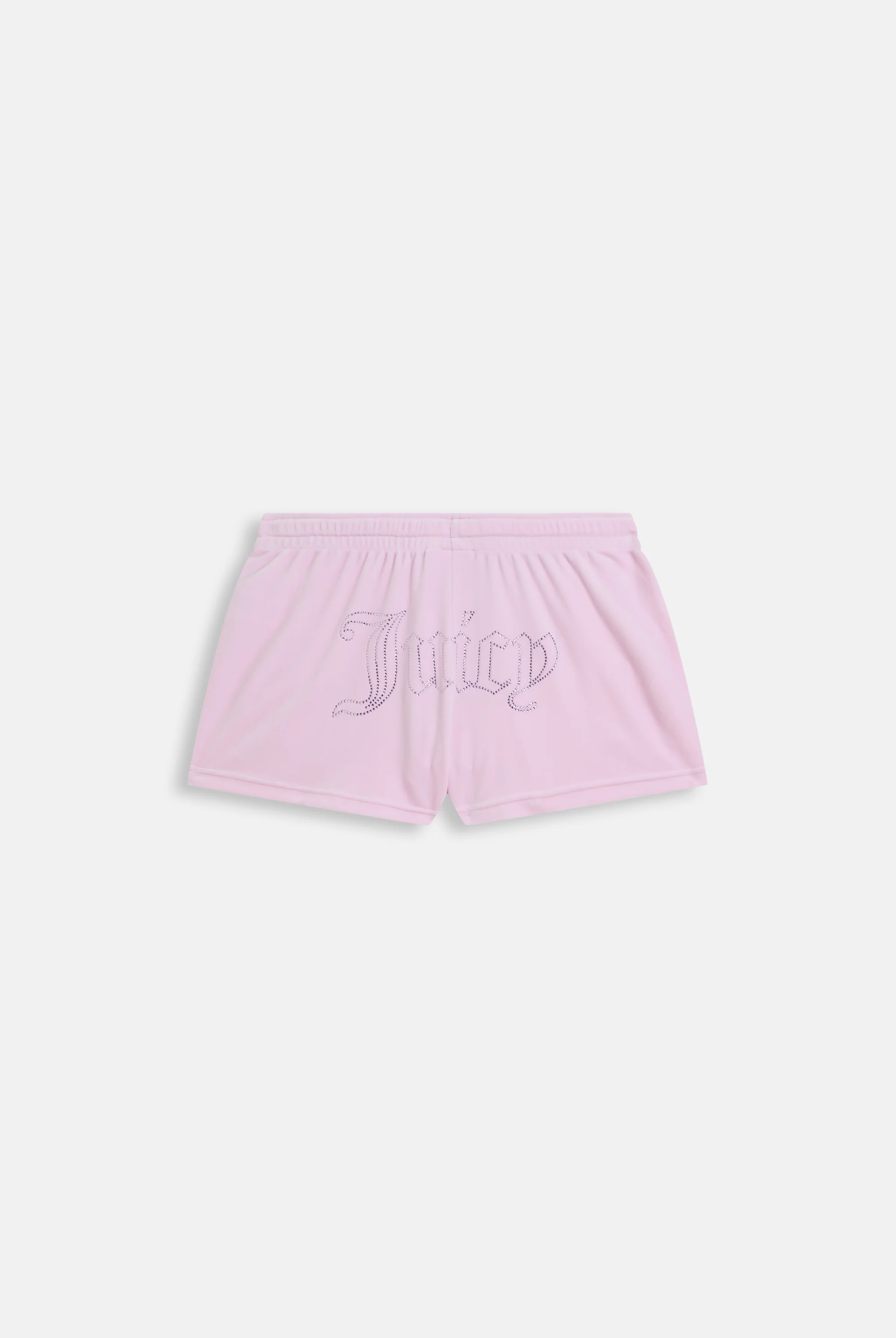 Pantaloncini Tamia in velluto classico con logo Juicy in strass tono su tono colore Rosa - Image 2