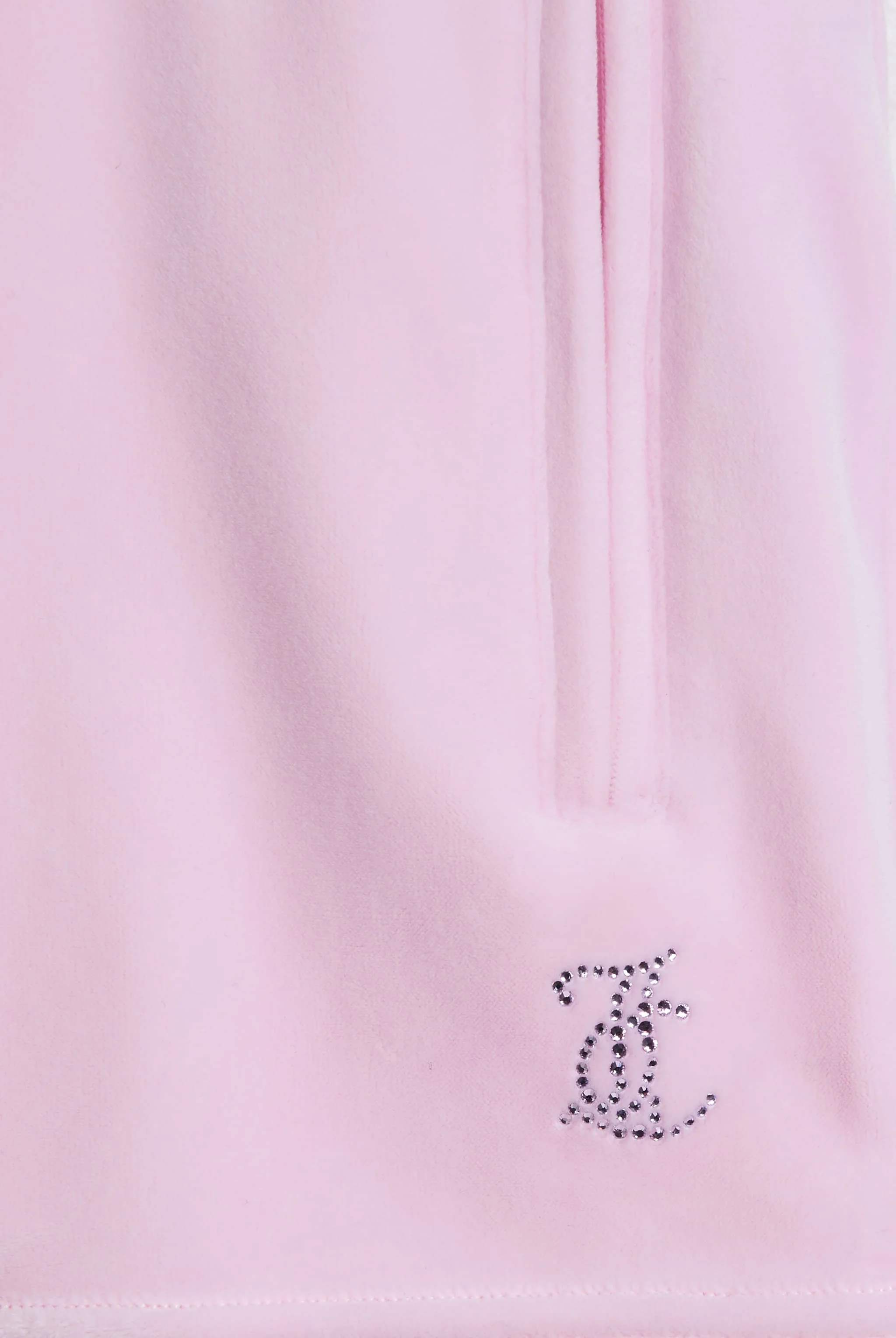 Pantaloncini Tamia in velluto classico con logo Juicy in strass tono su tono colore Rosa - Image 3