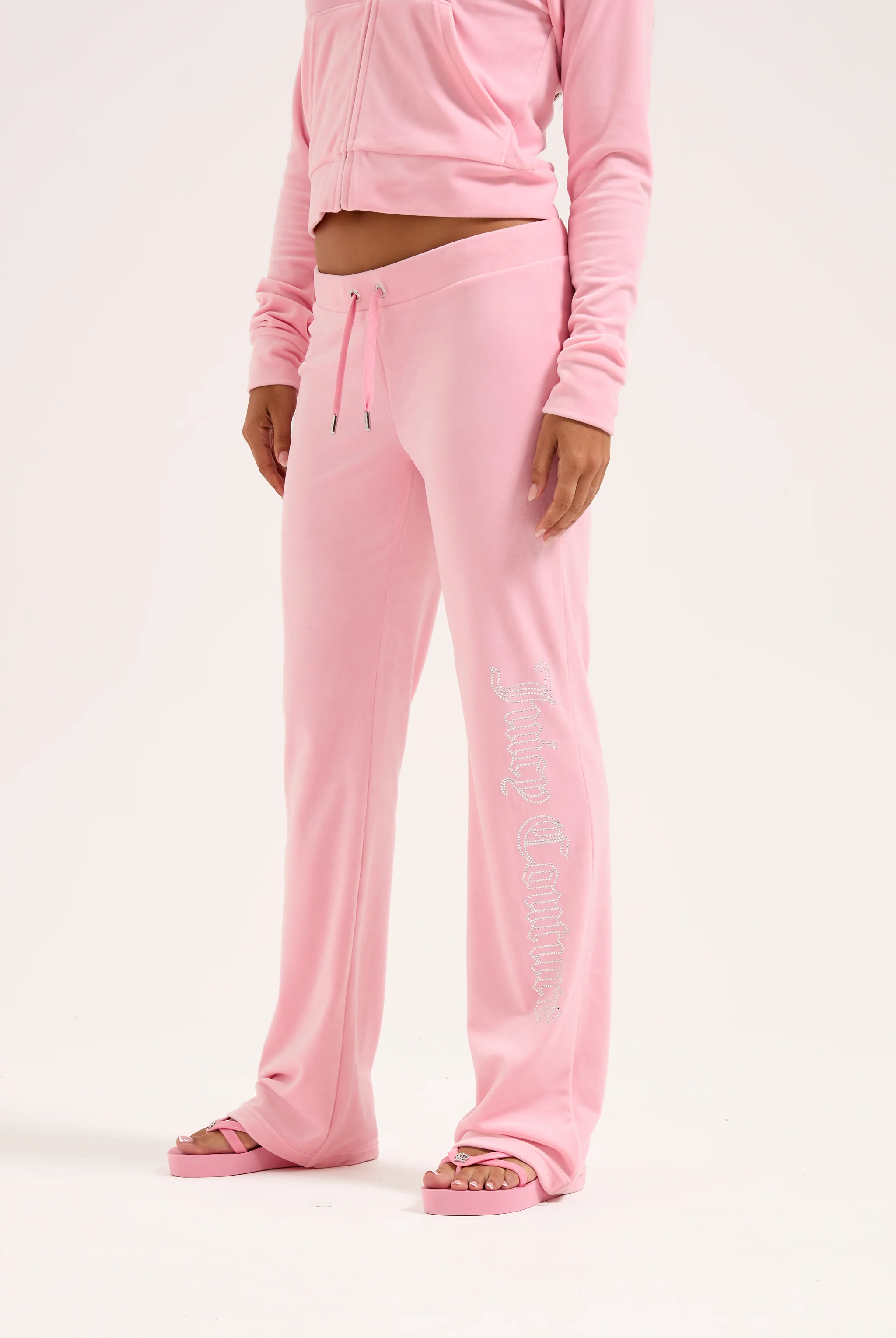 Pantalone Christine a vita bassa con logo Juicy Couture in diamanti  Rosa Juicy - Image 3