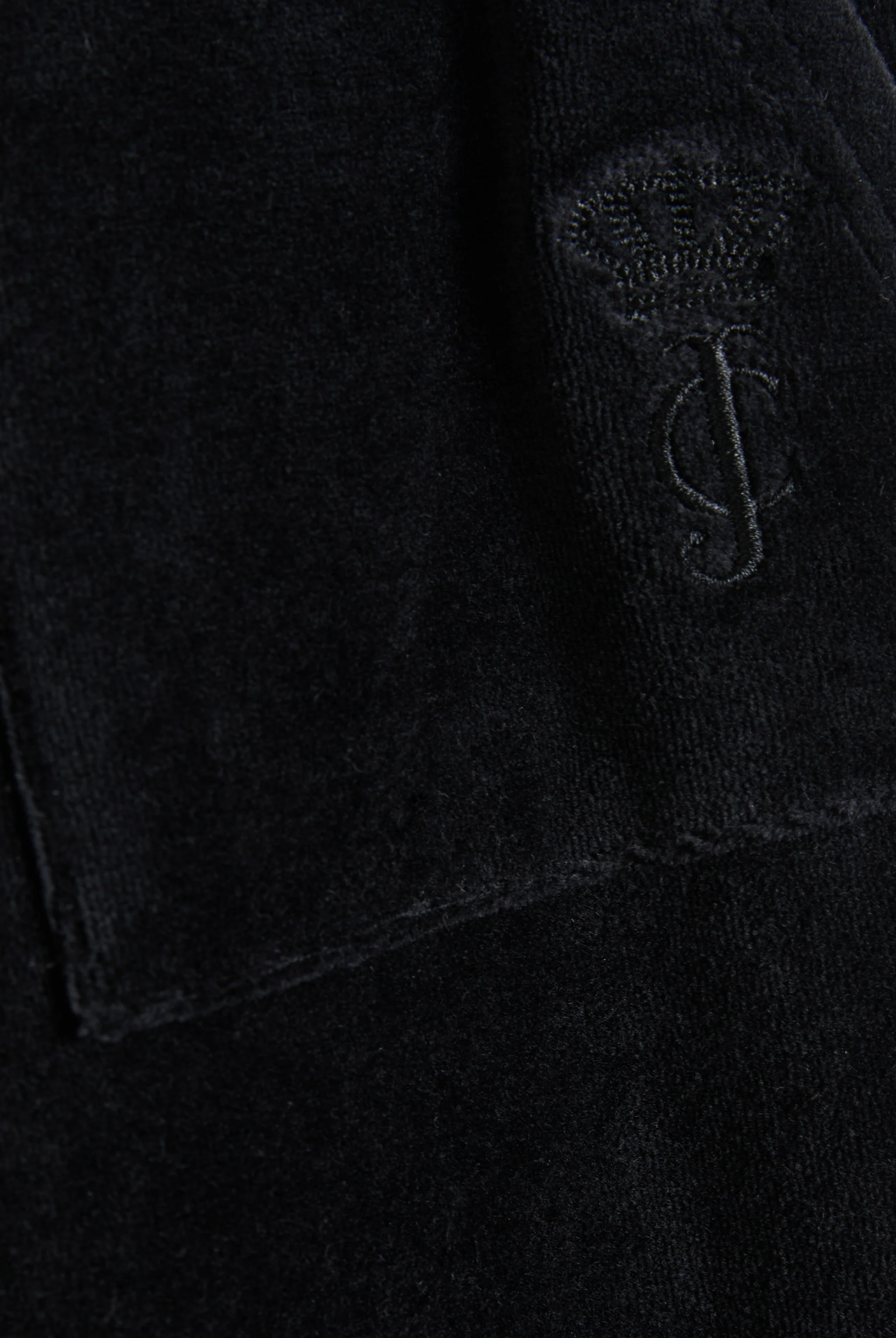 Pantalone da tuta Heritage in velour di bamboo a vita ultra bassa con ricamo Nero - Image 6