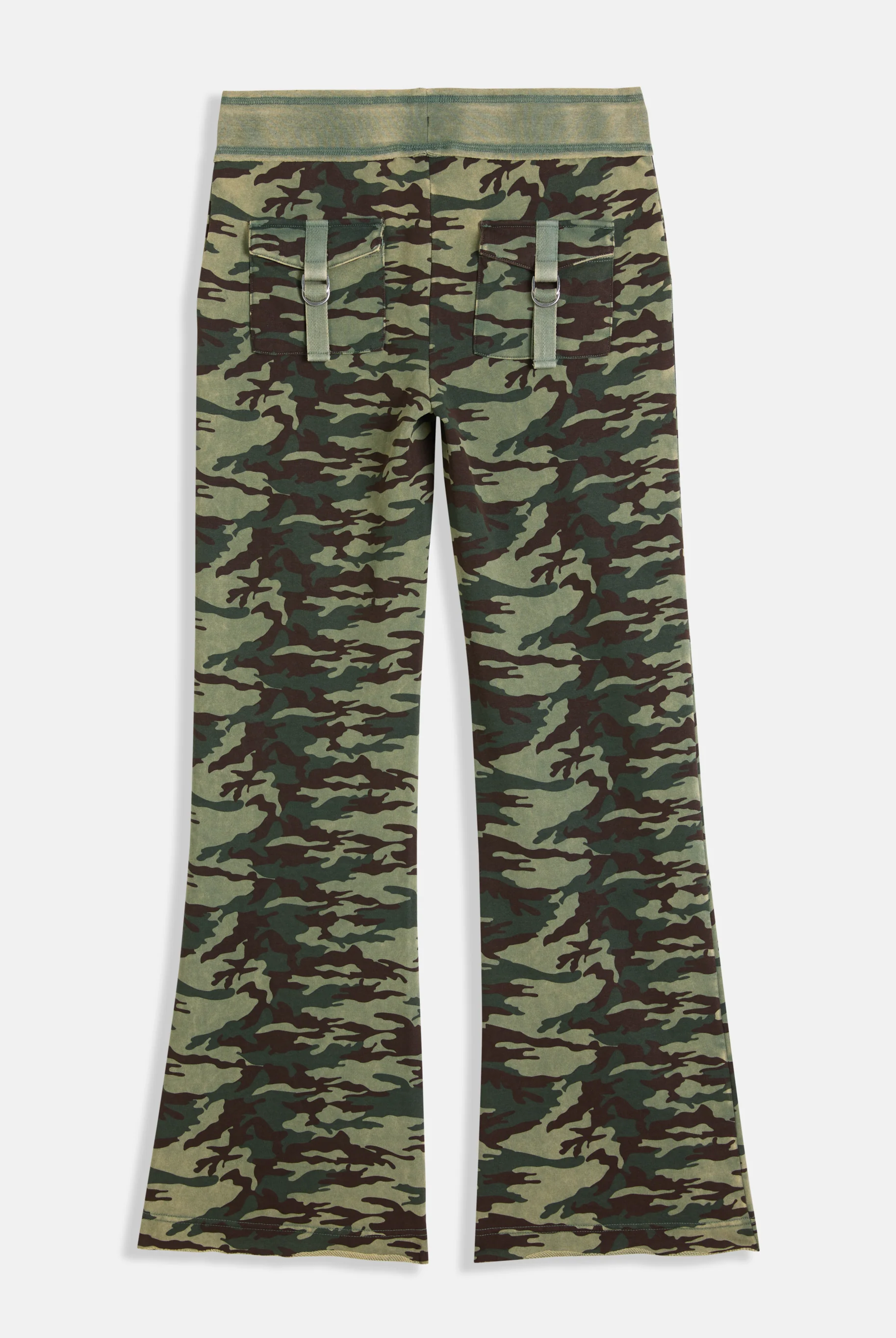 Pantalone Harrisburg a vita bassa in loopback fleece lavato e logo Juicy in metallo a stampa Verde Camouflage - Image 2