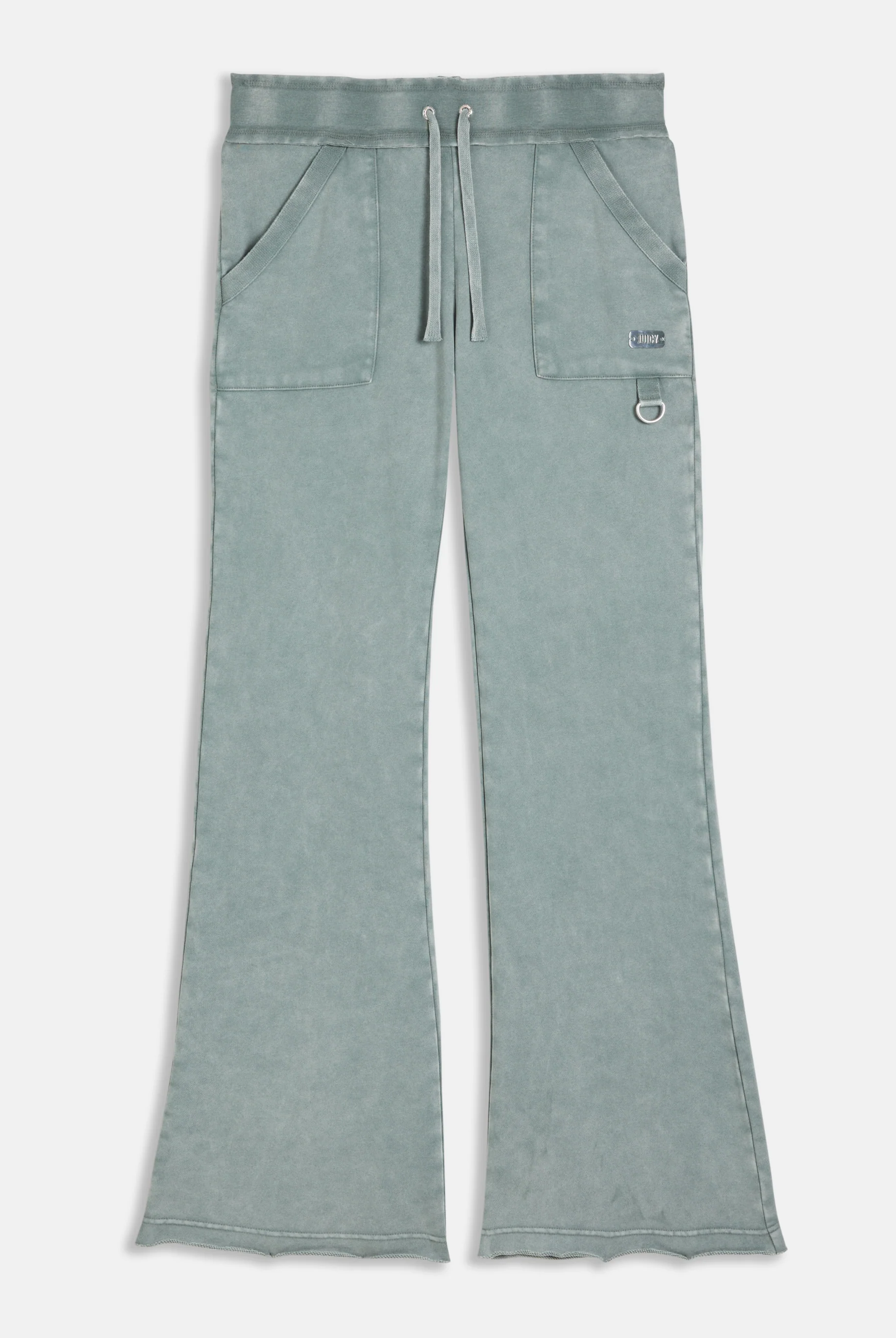 Pantalone Harrisburg a vita bassa in loopback fleece lavato e logo Juicy in metallo Verde