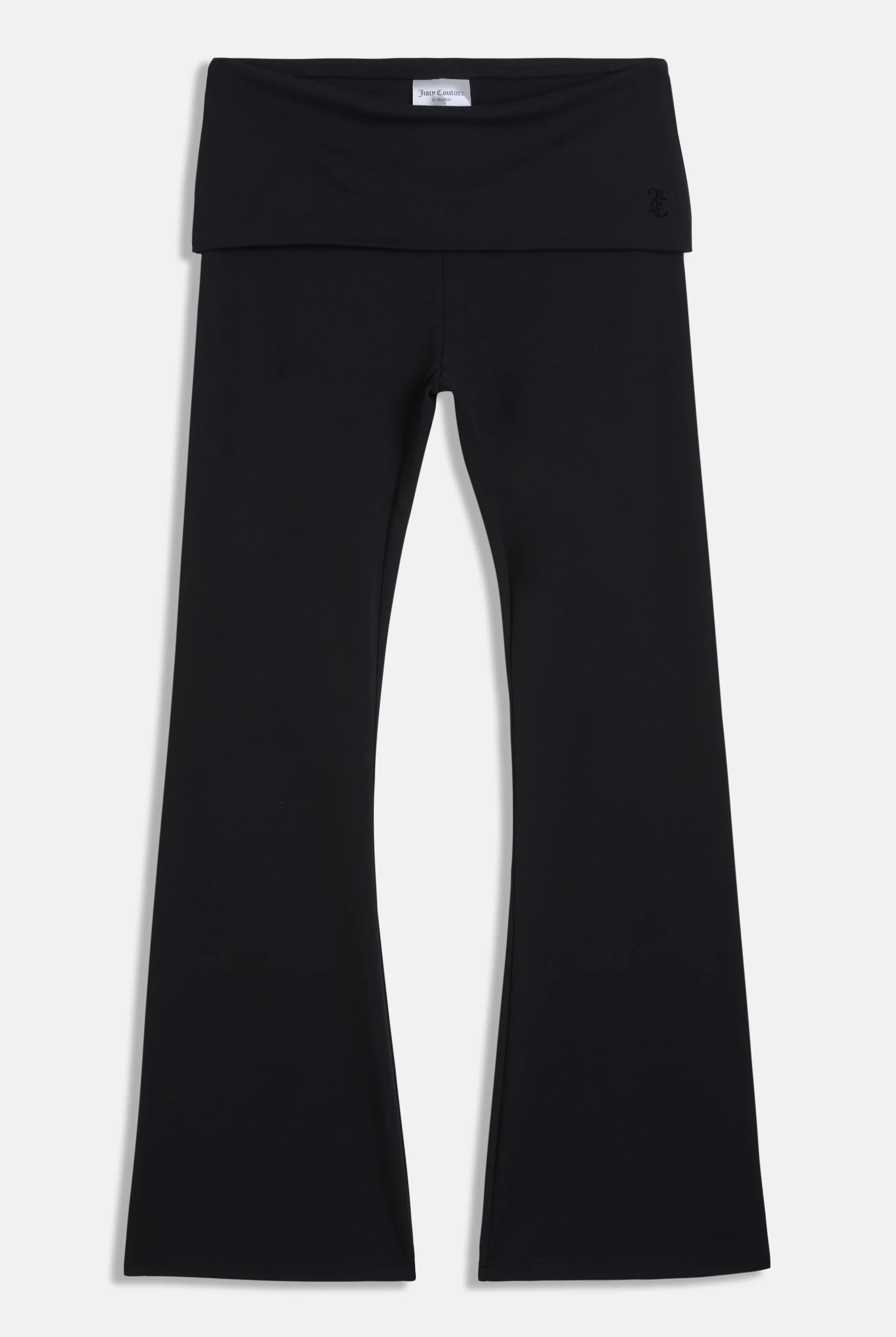 Pantalone in jersey di modal a vita bassa con bordo arrotolabile e logo Juicy in diamanti  Nero