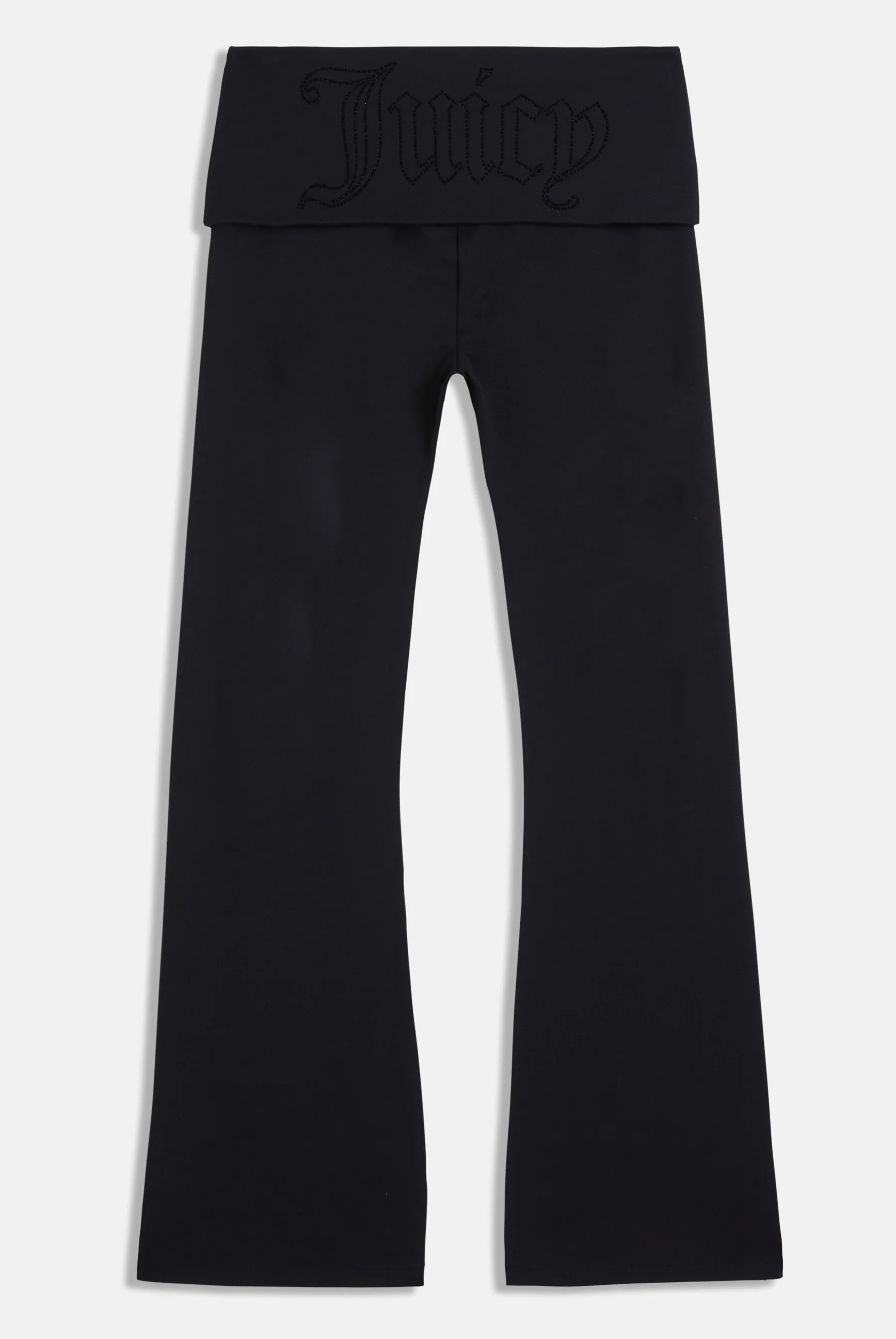 Pantalone in jersey di modal a vita bassa con bordo arrotolabile e logo Juicy in diamanti  Nero - Image 2