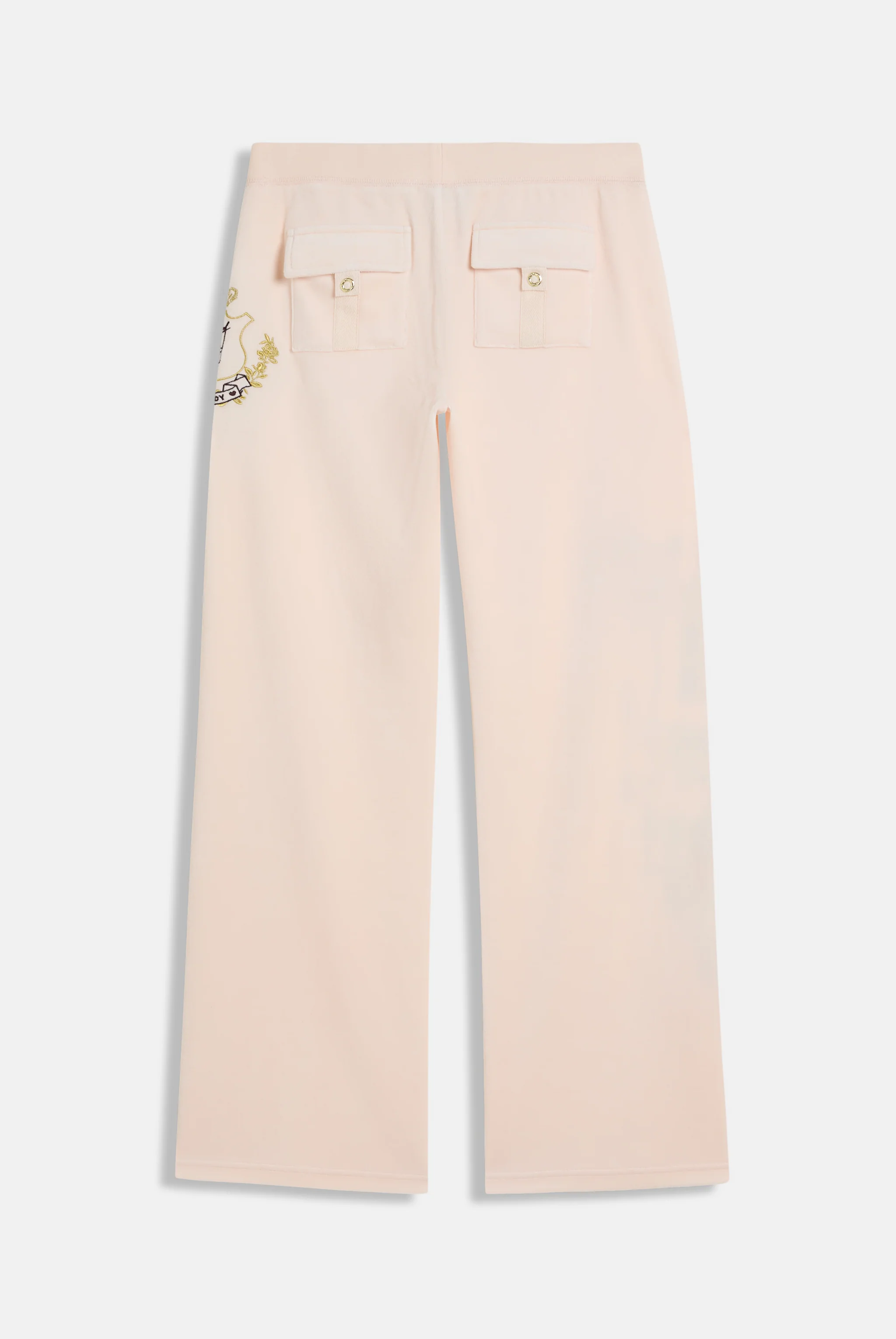 Pantalone in velour di bamboo a vita ultra bassa con ricamo House of Juicy Rosa Cipria - Image 2
