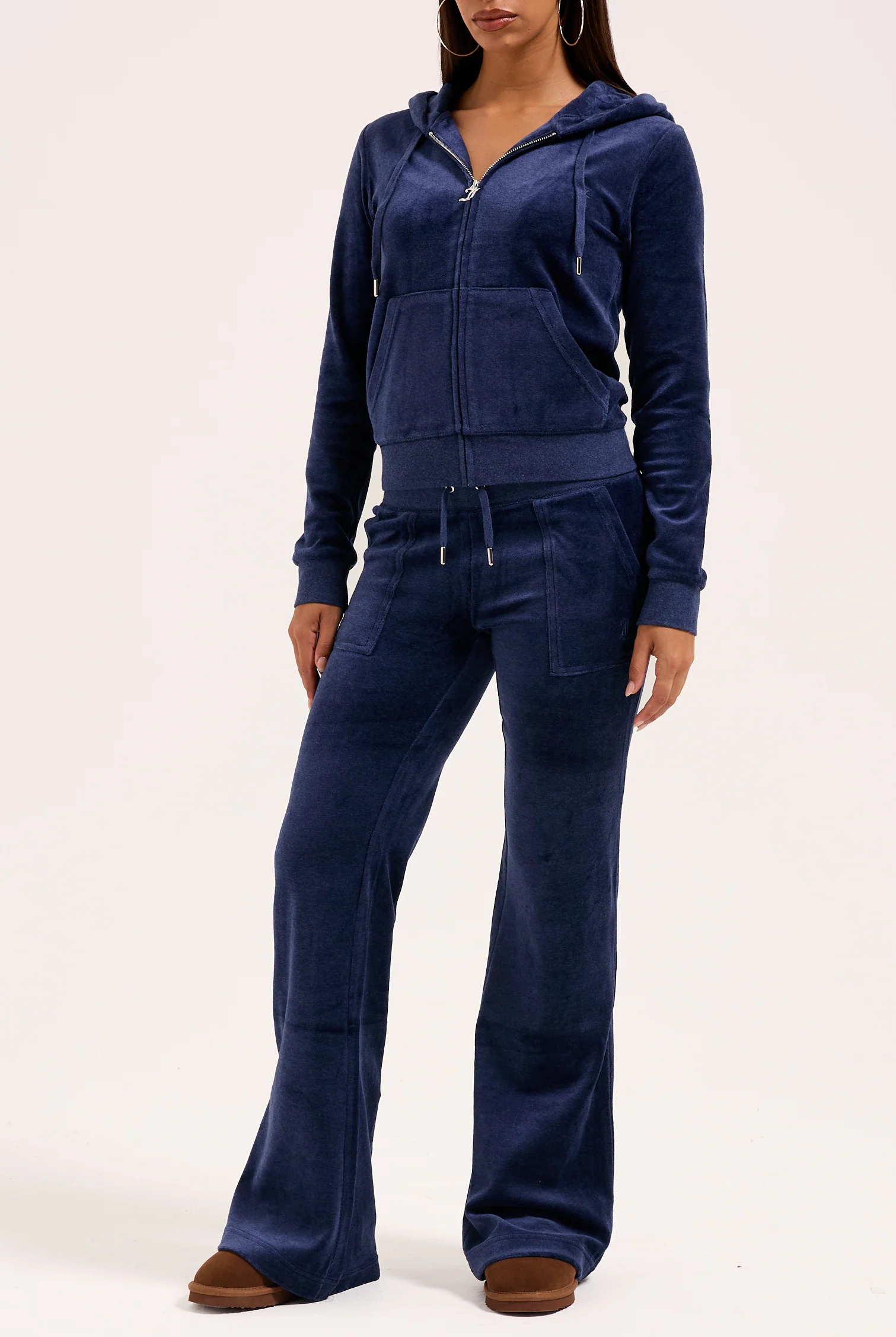 Pantalone Layla a zampa a vita bassa Blu Scuro Mélange - Image 3