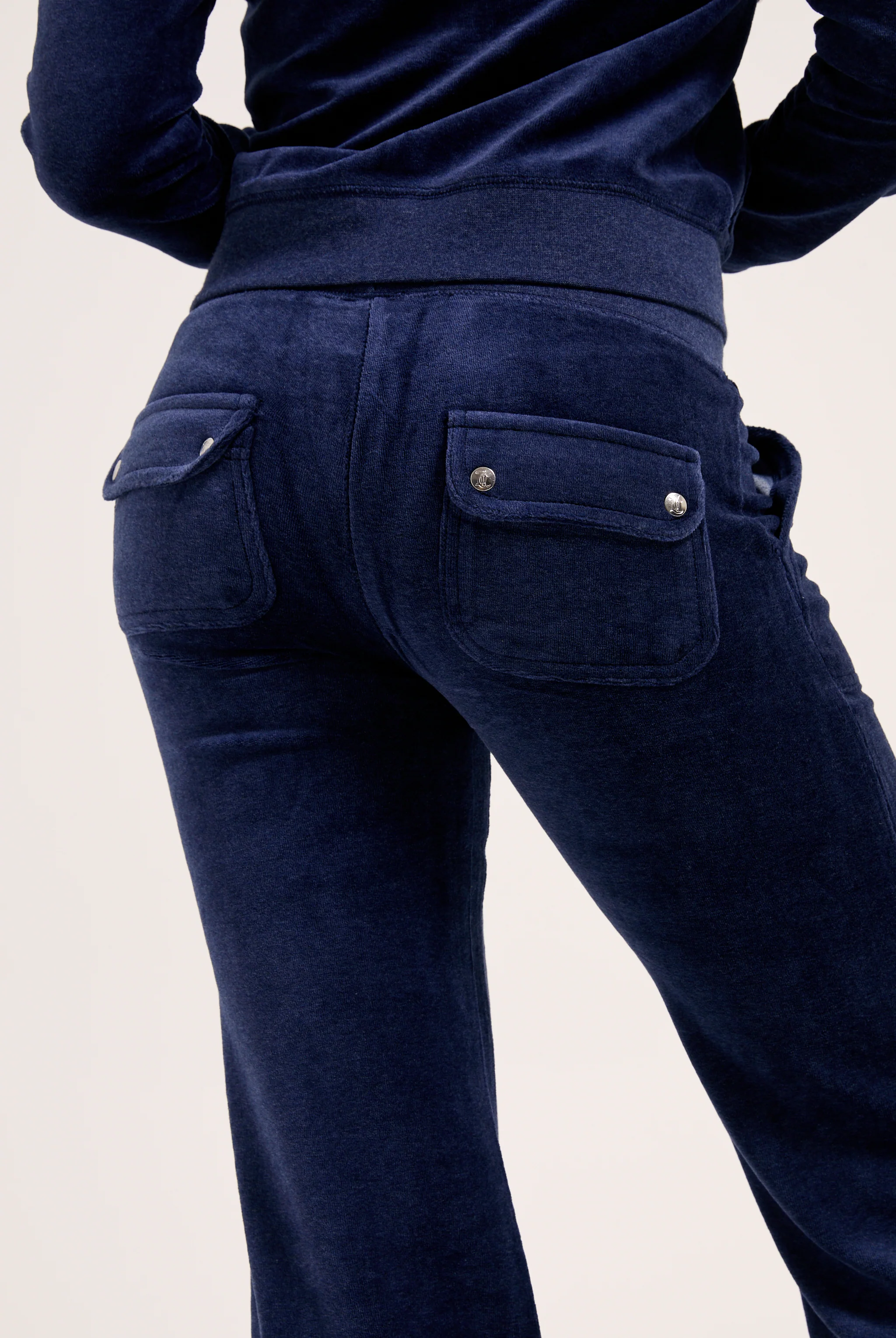 Pantalone Layla a zampa a vita bassa Blu Scuro Mélange - Image 4