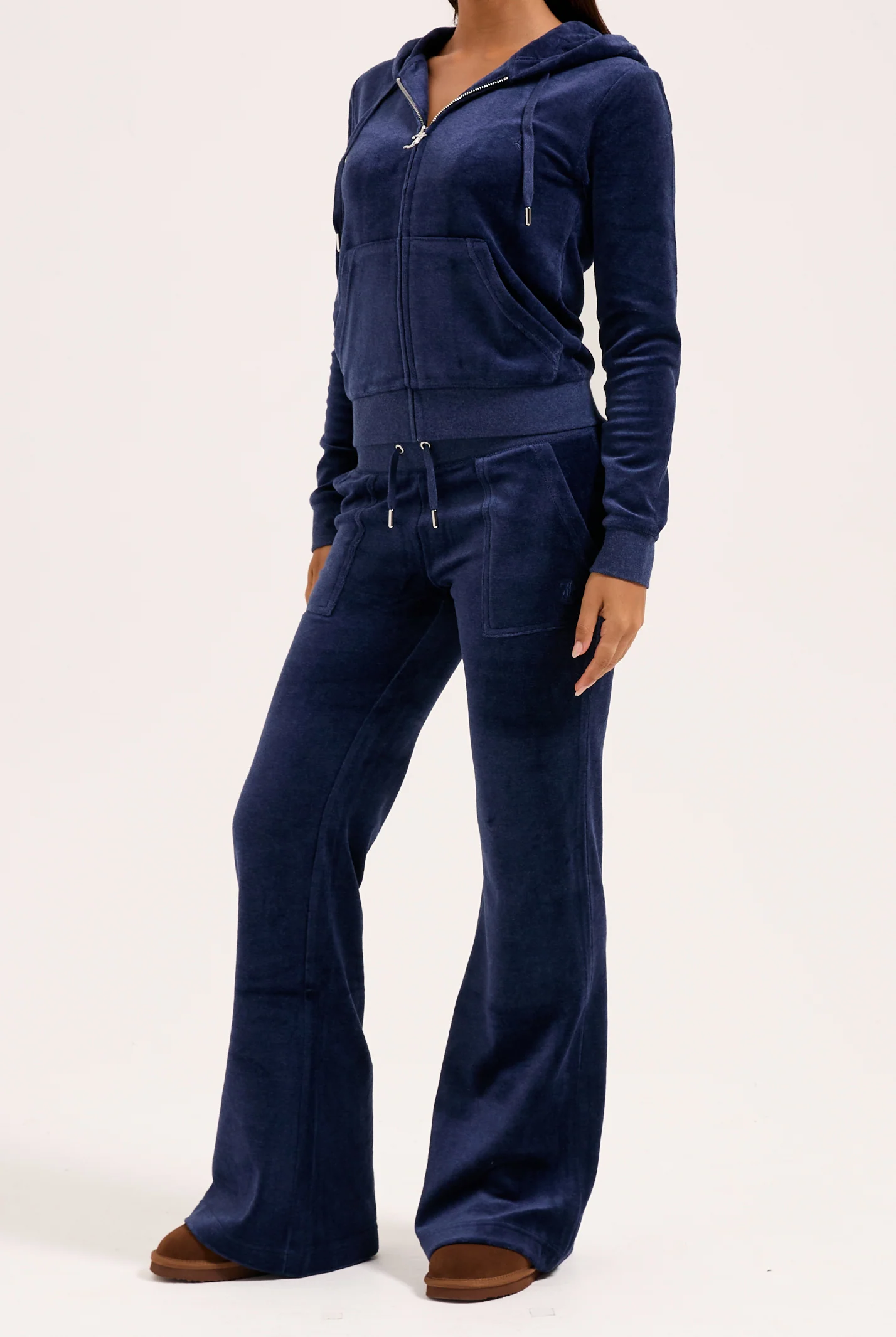 Pantalone Layla a zampa a vita bassa Blu Scuro Mélange - Image 7