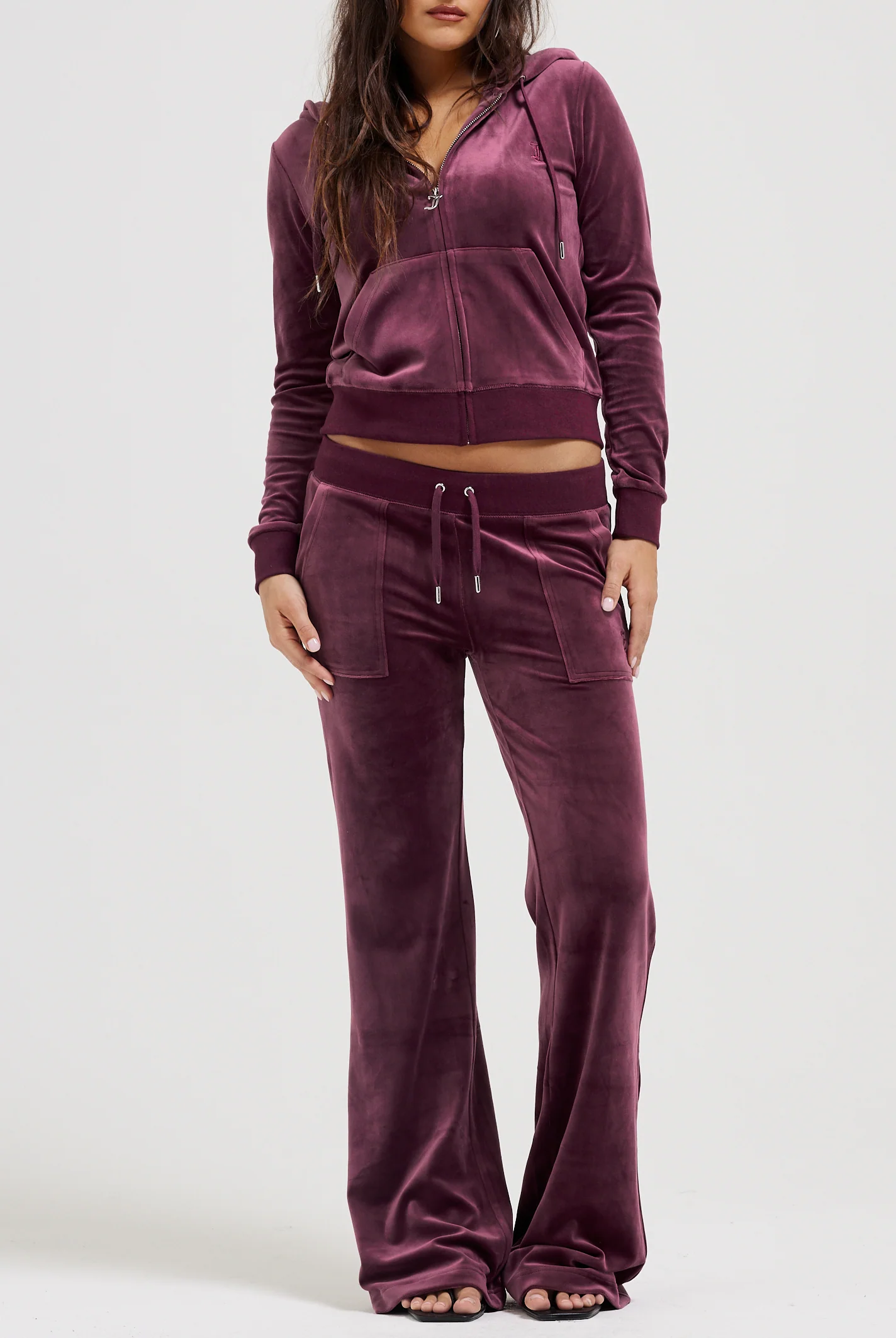 Pantalone Layla a zampa a vita bassa Bordeaux - Image 3