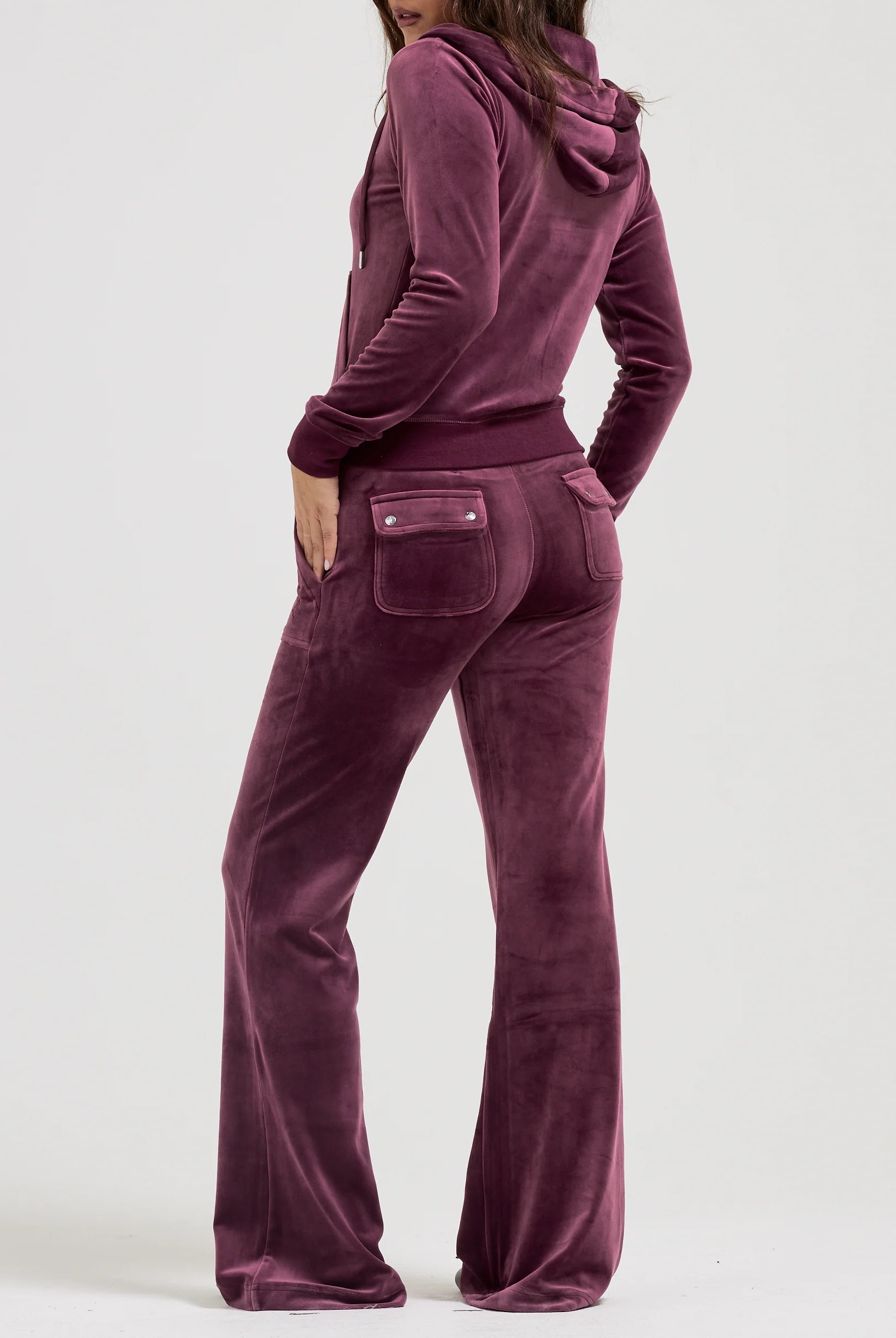 Pantalone Layla a zampa a vita bassa Bordeaux - Image 4