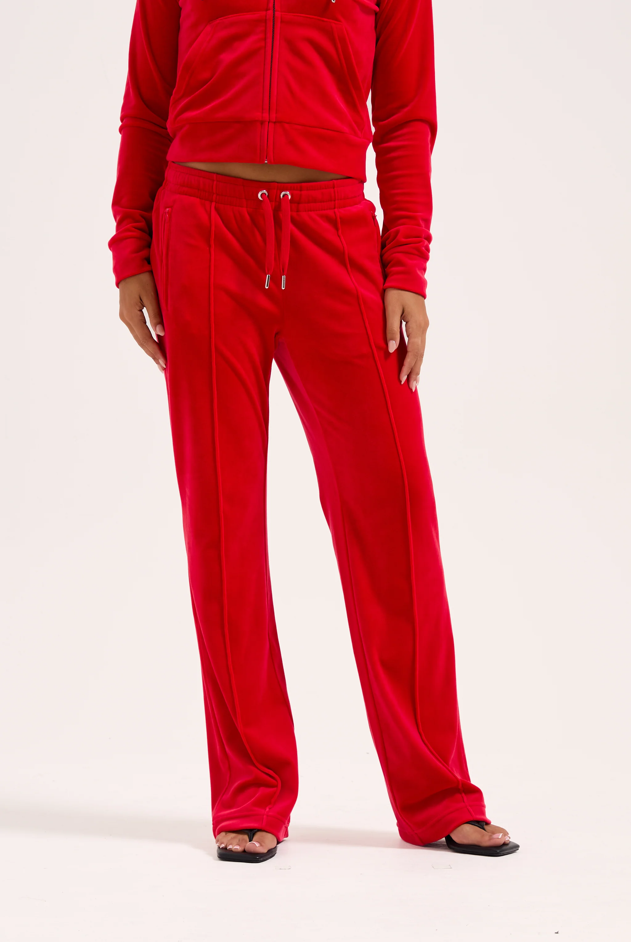 Pantalone Tina Outline a vita media con logo Juicy in diamanti Rosso - Image 3