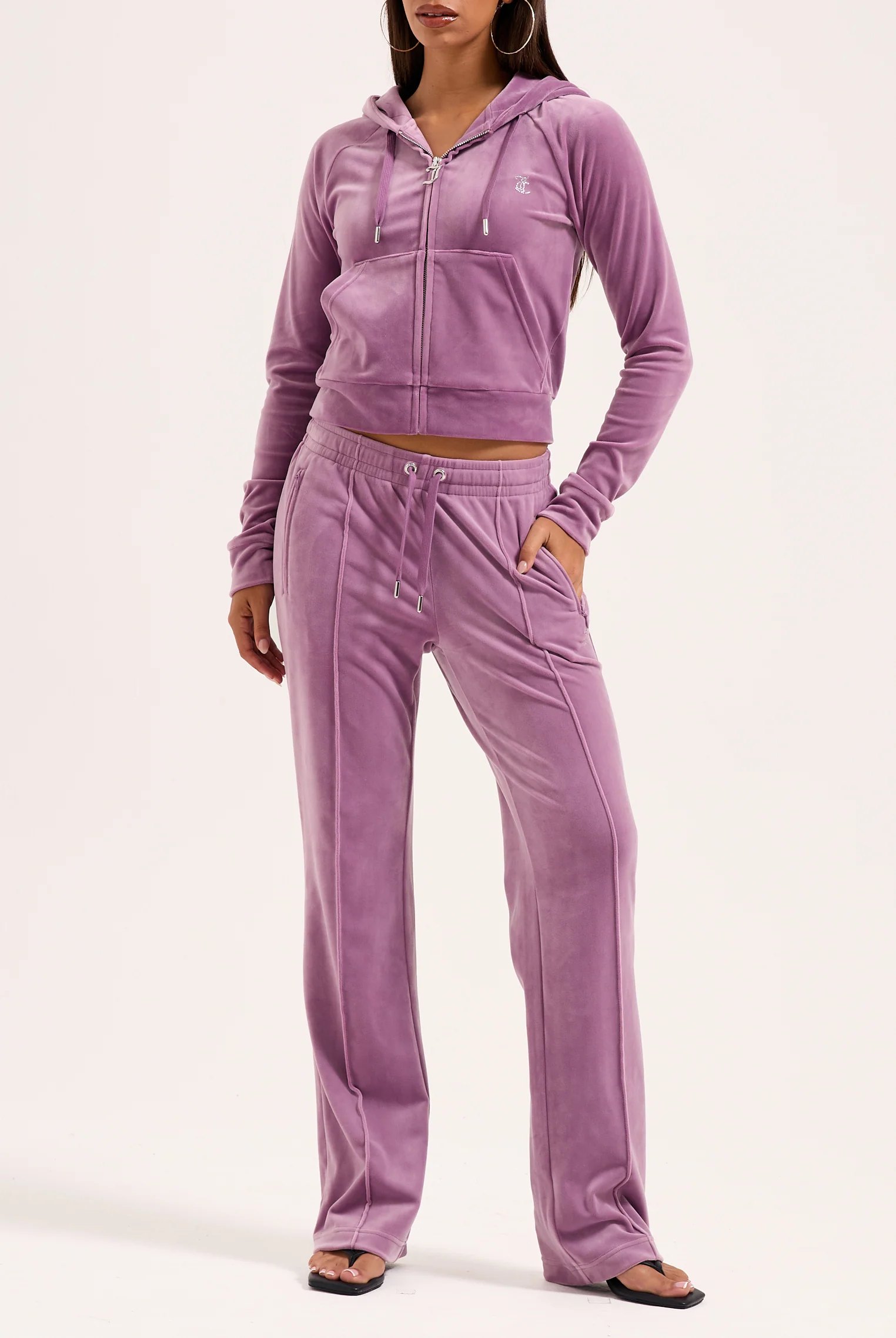 Pantalone Tina Outline a vita media con logo Juicy in diamanti Viola - Image 3