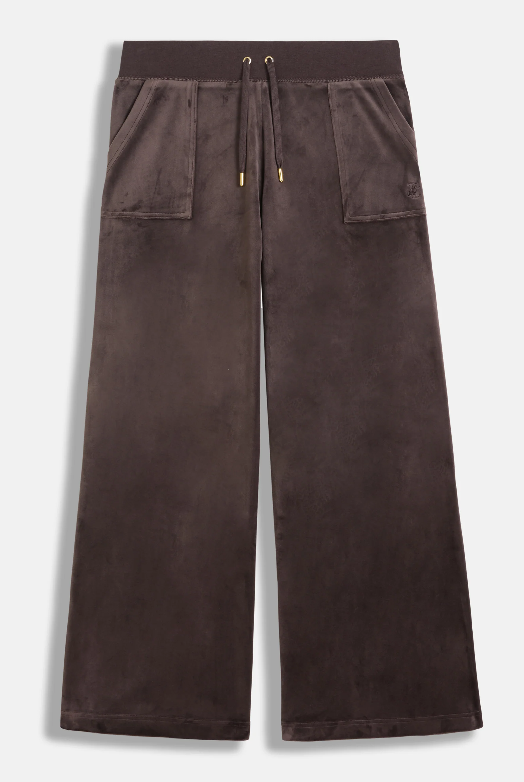 Pantalone Yuka a gamba larga con ricamo JC tono su tono e tasche Marrone