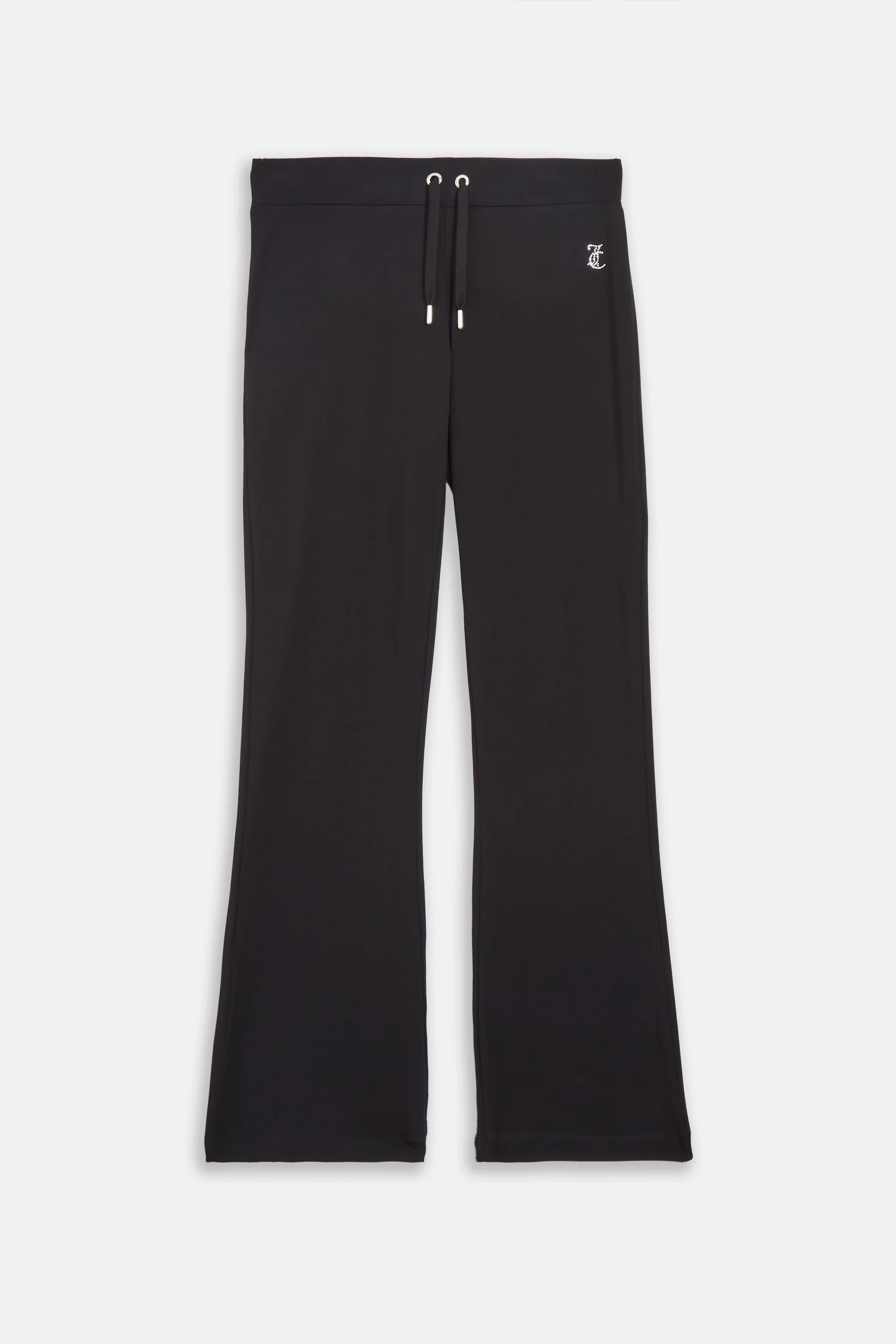 Pantaloni Apollo Nero a gamba larga con logo strass sul retro