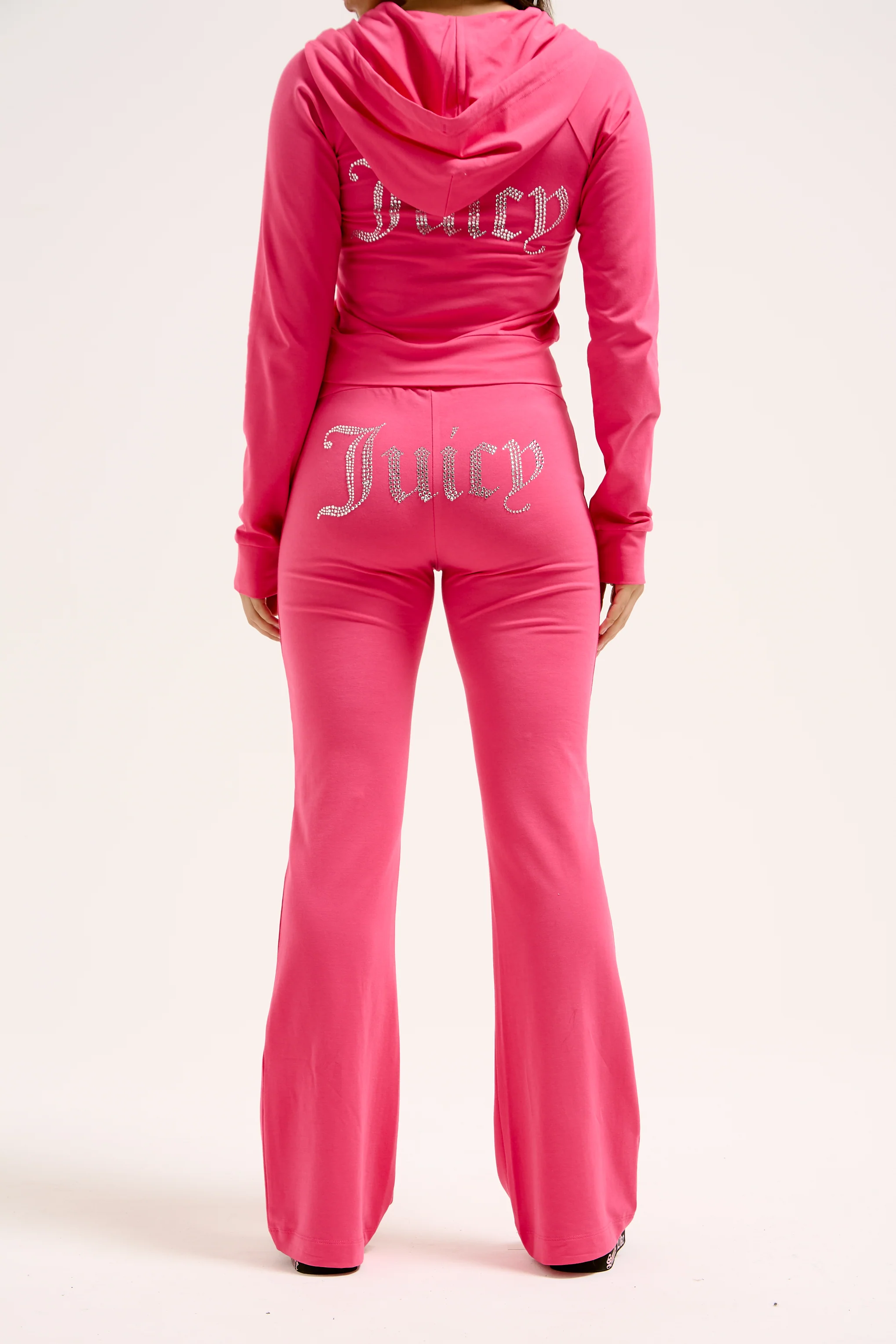 Pantaloni Apollo Rosa lampone a gamba larga con logo strass sul retro - Image 4