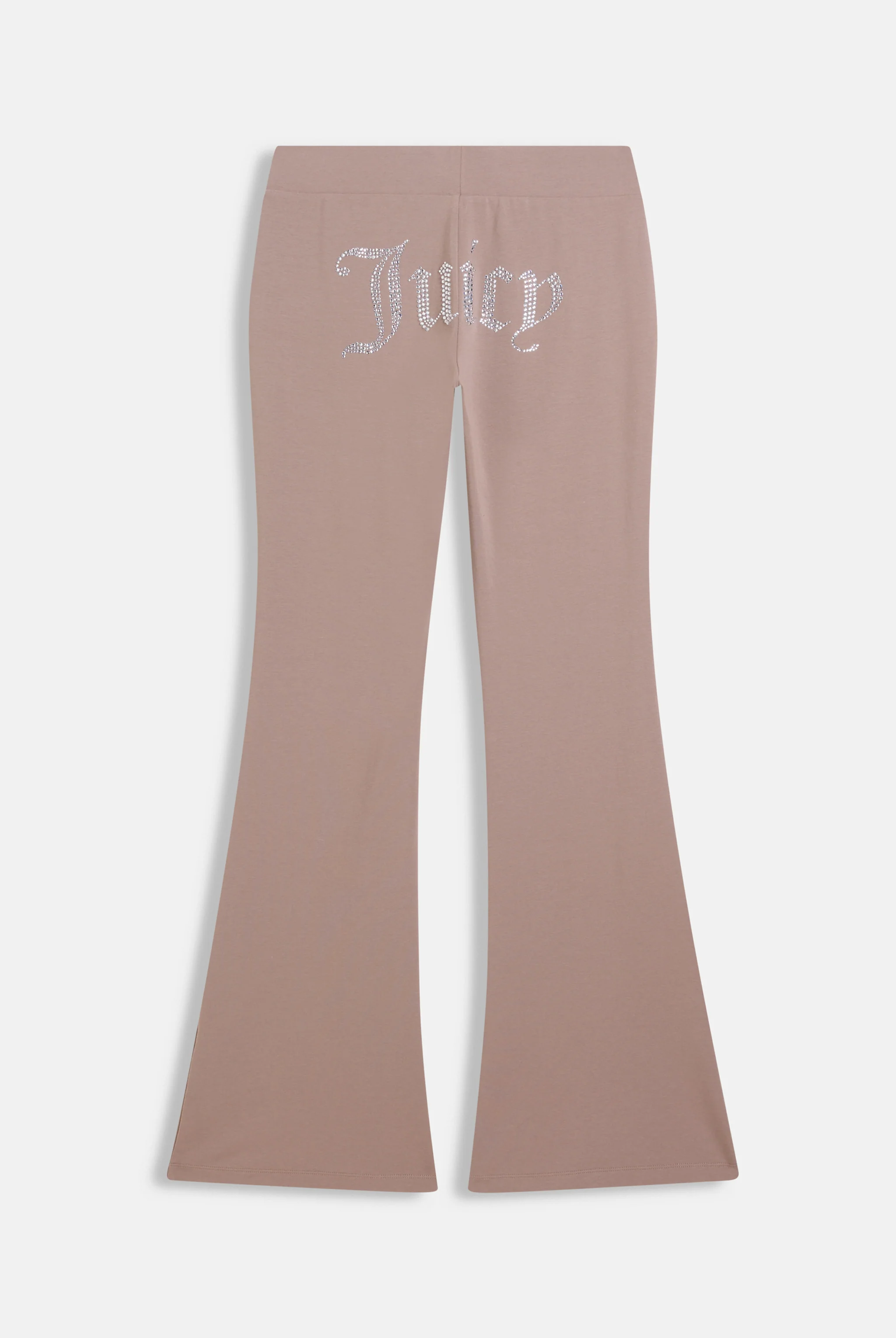 Pantaloni Christine a vita bassa e gamba a zampa in jersey con logo Juicy in strass colore Beige - Image 2