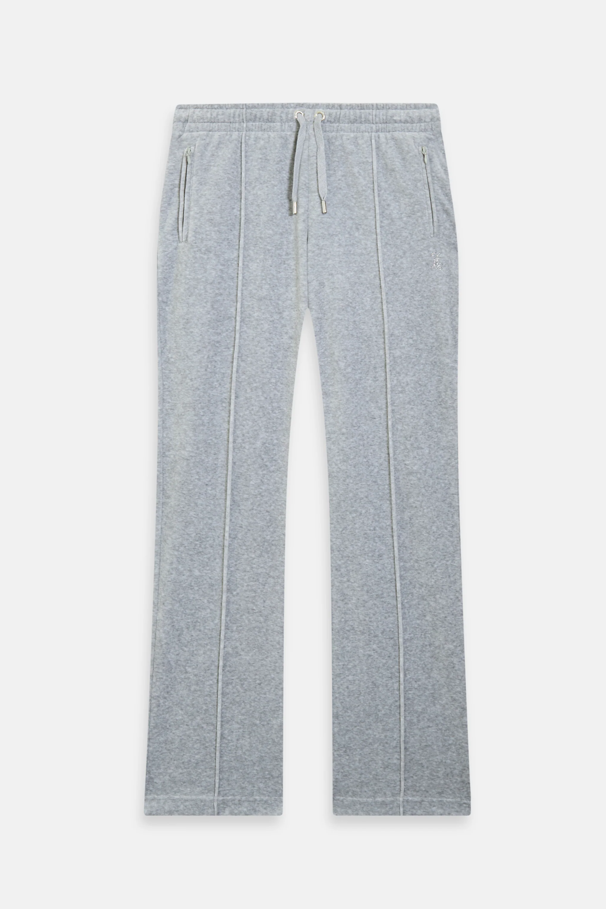Pantaloni in velltuo Tina a vita media con logo Juicy in strass colore Grigio