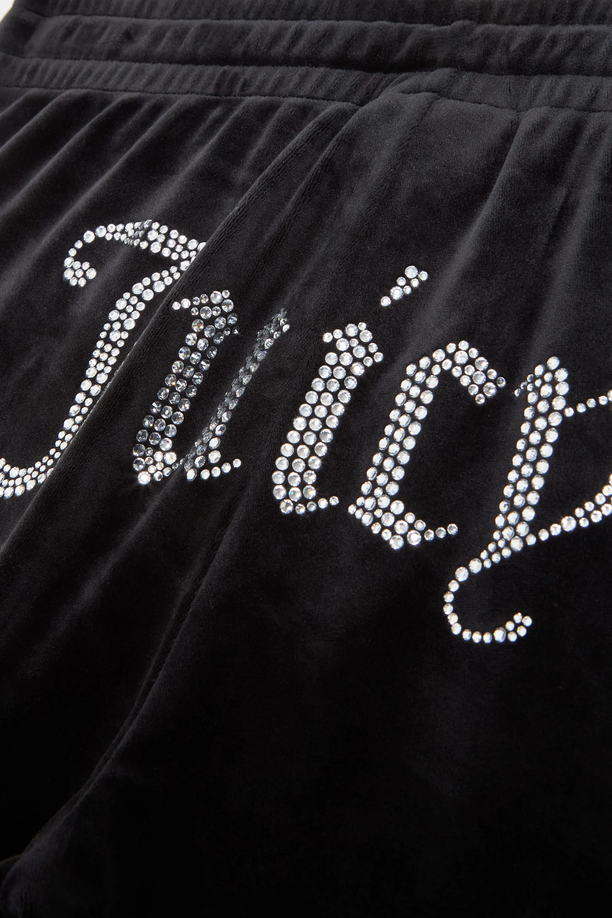 Pantaloni in velltuo Tina a vita media con logo Juicy in strass colore Nero - Image 5