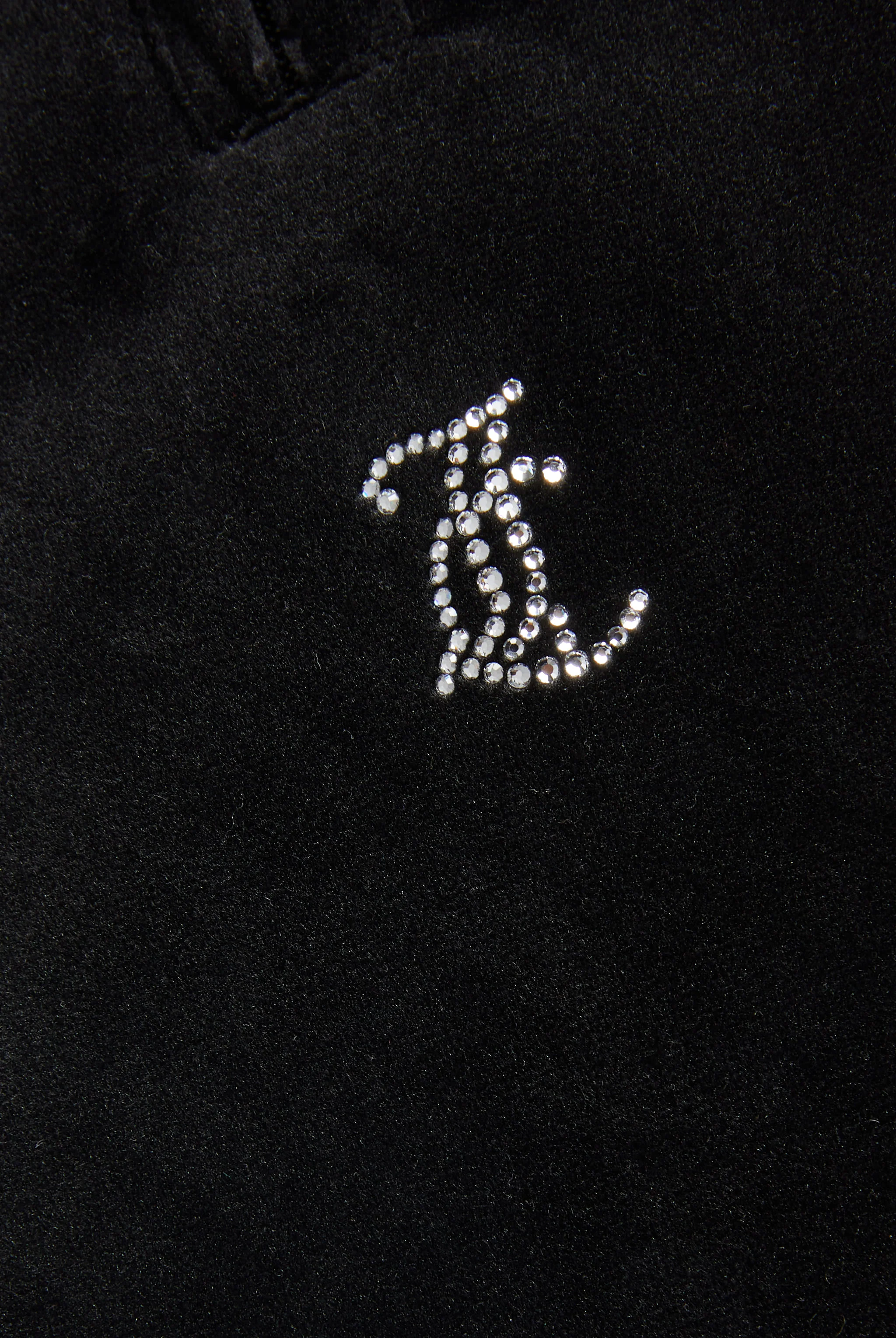 Pantaloni in velltuo Tina a vita media con logo Juicy in strass colore Nero - Image 6