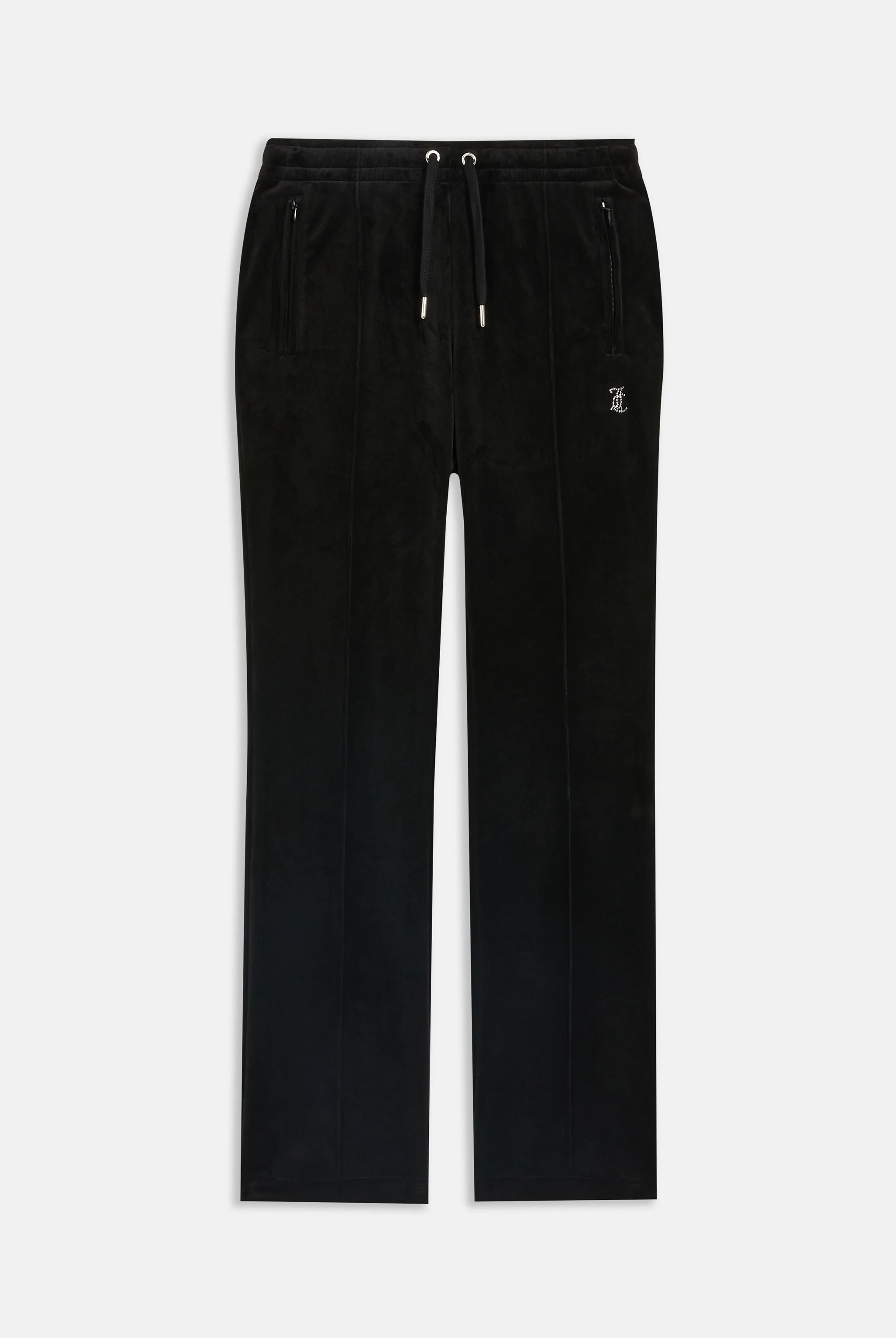 Pantaloni in velltuo Tina a vita media con logo Juicy in strass colore Nero - Image 7