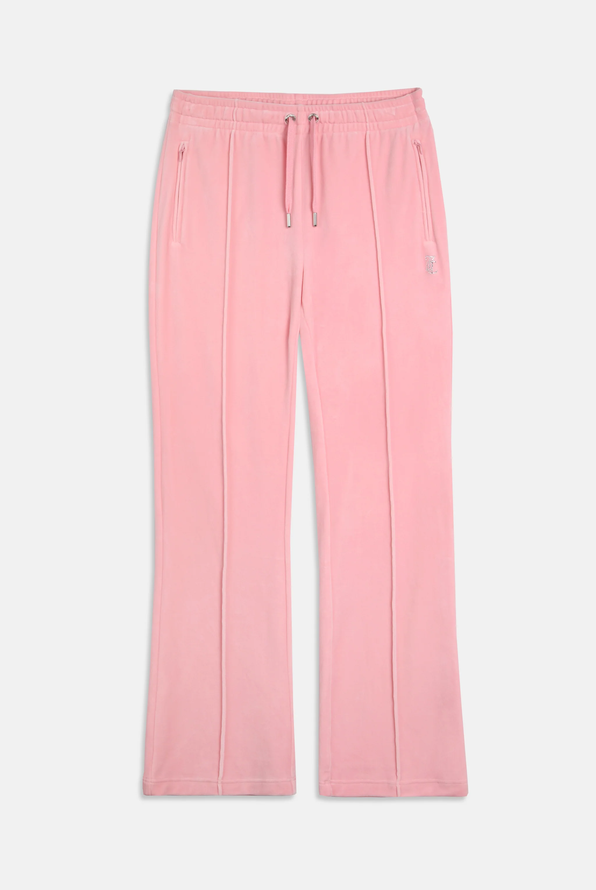 Pantaloni in velltuo Tina a vita media con logo Juicy in strass colore Rosa