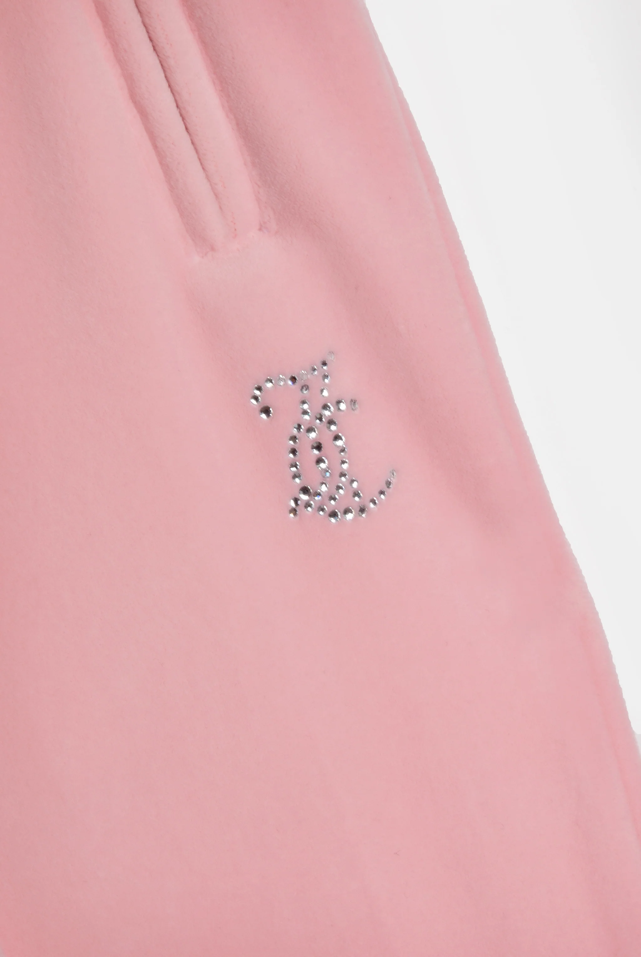 Pantaloni in velltuo Tina a vita media con logo Juicy in strass colore Rosa - Image 8