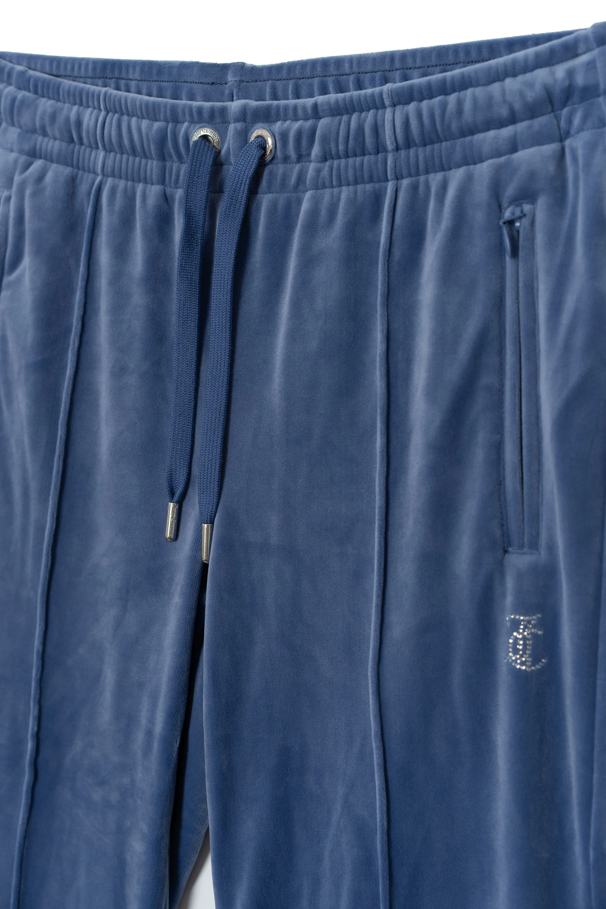 Pantaloni in velluto Tina con logo Juicy in strass colore Blu - Image 3