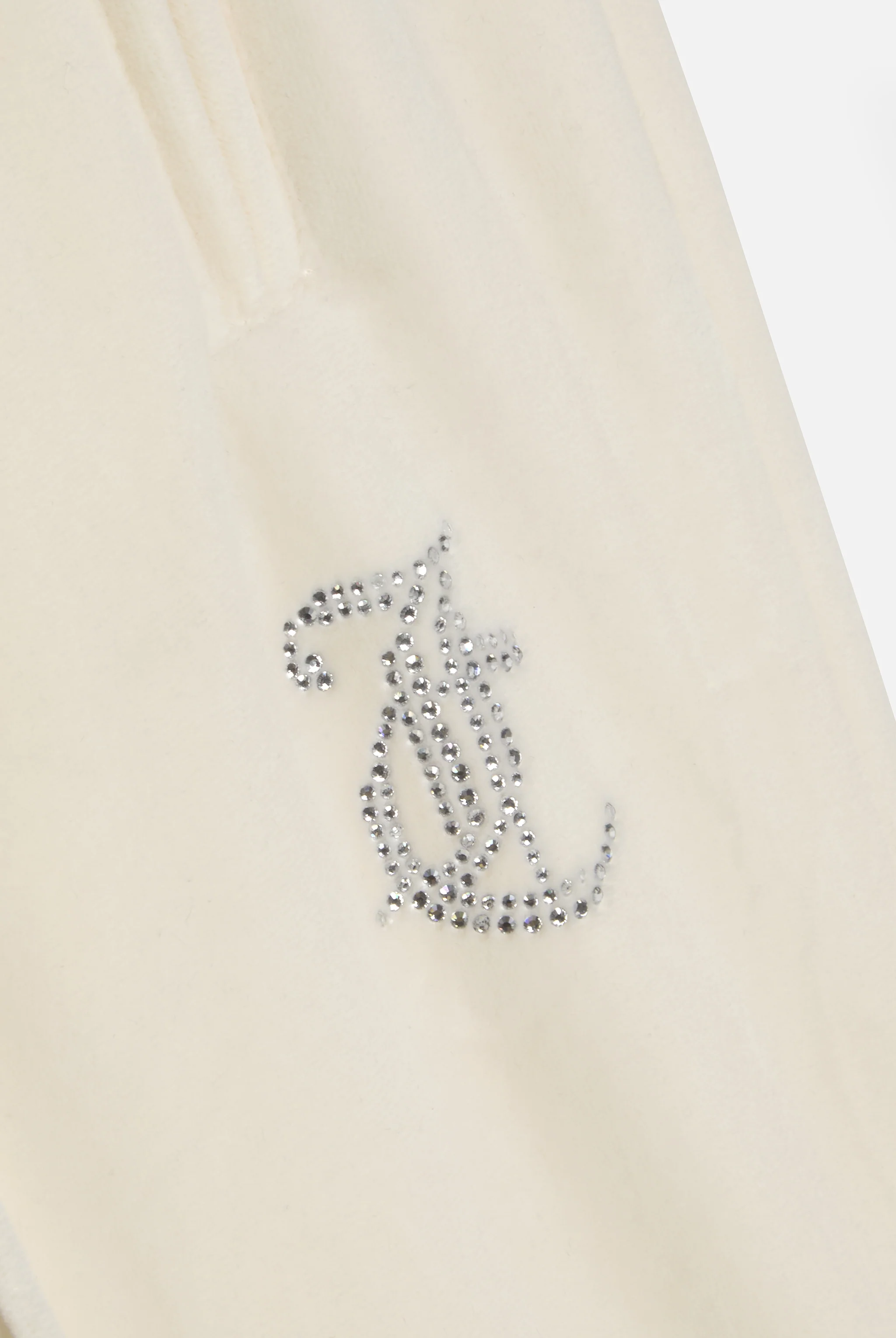 Pantaloni in velluto Tina con logo Juicy in strass colore Panna - Image 4