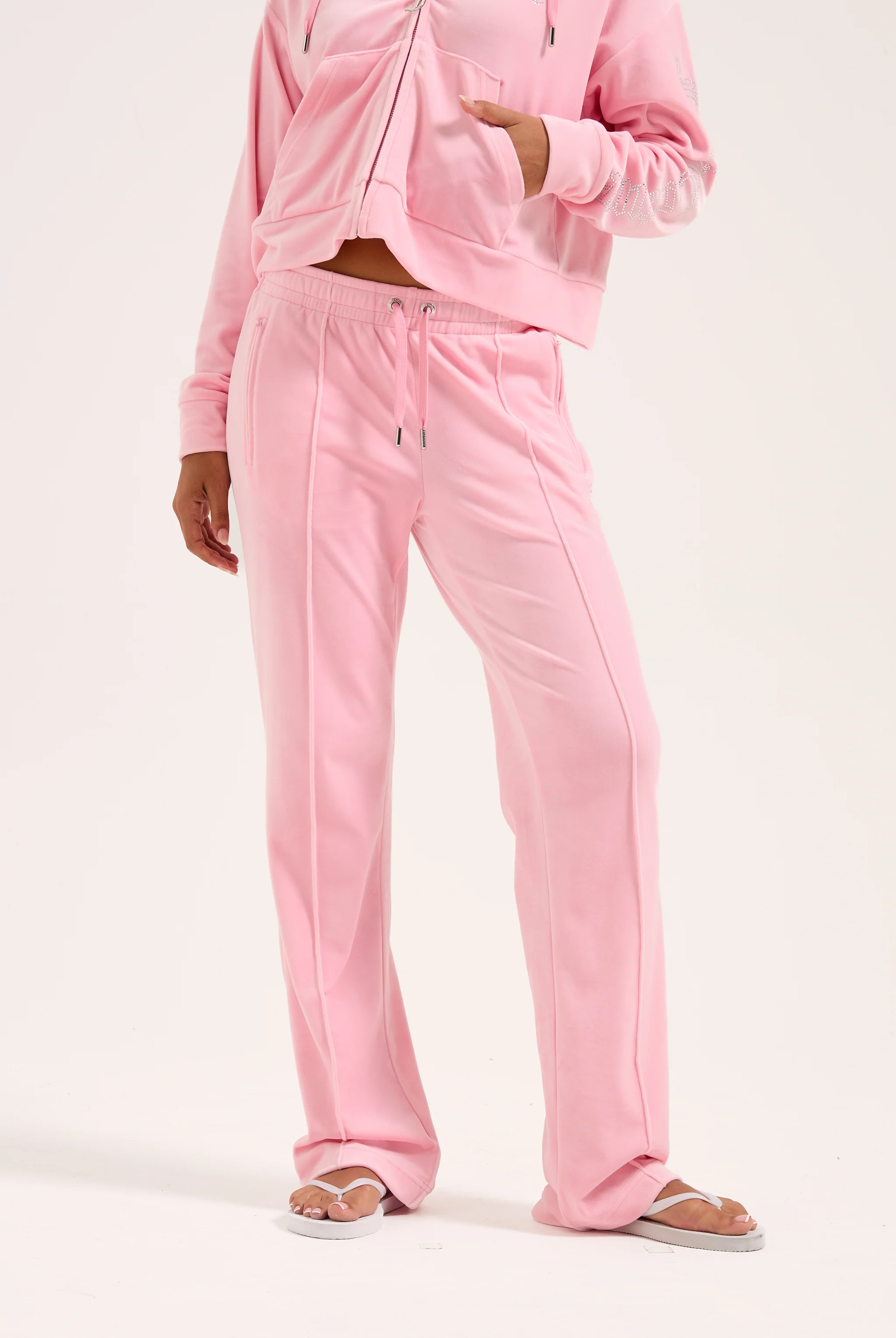 Pantaloni in velluto Tina con logo Juicy in strass colore Rosa - Image 5