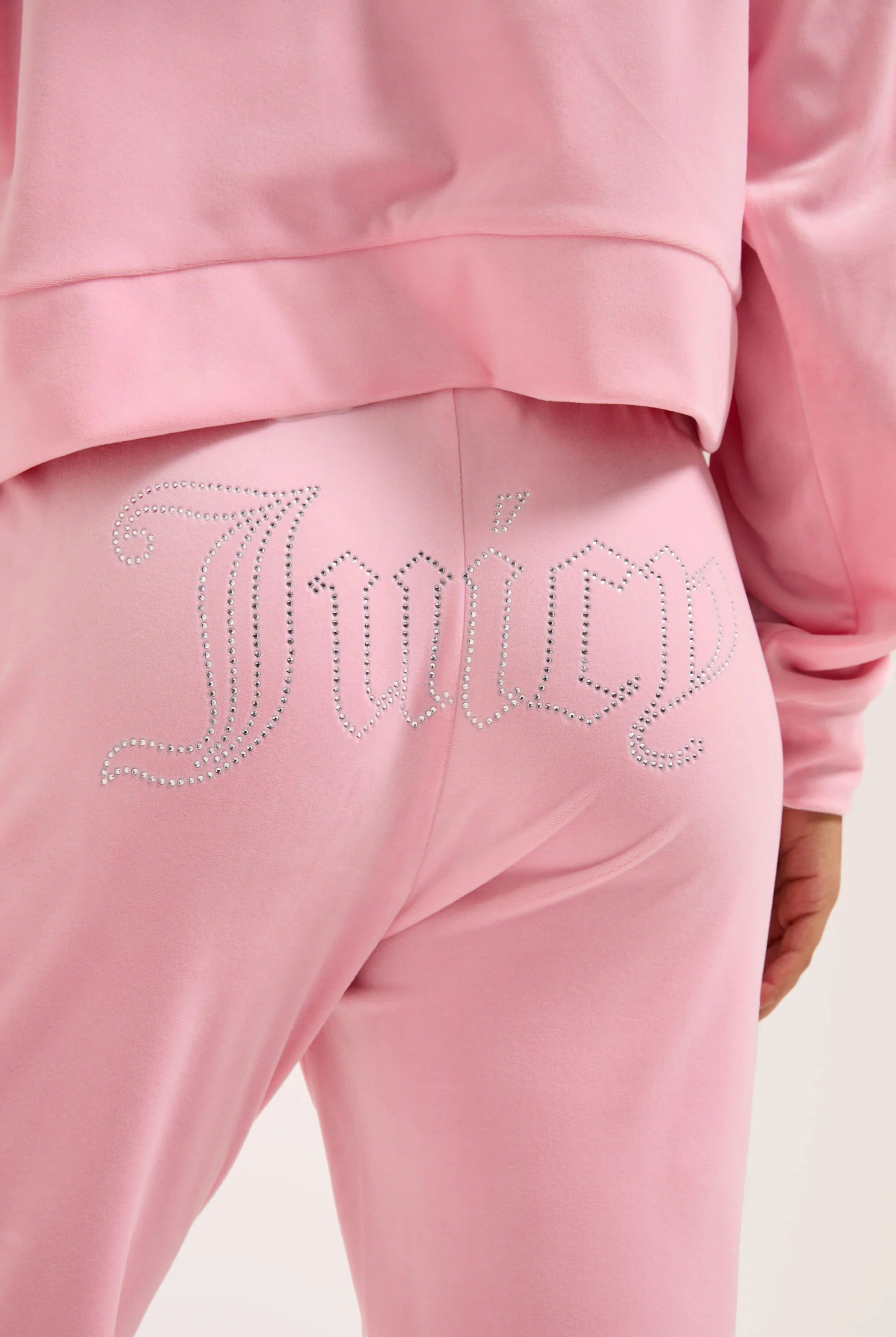 Pantaloni in velluto Tina con logo Juicy in strass colore Rosa - Image 7