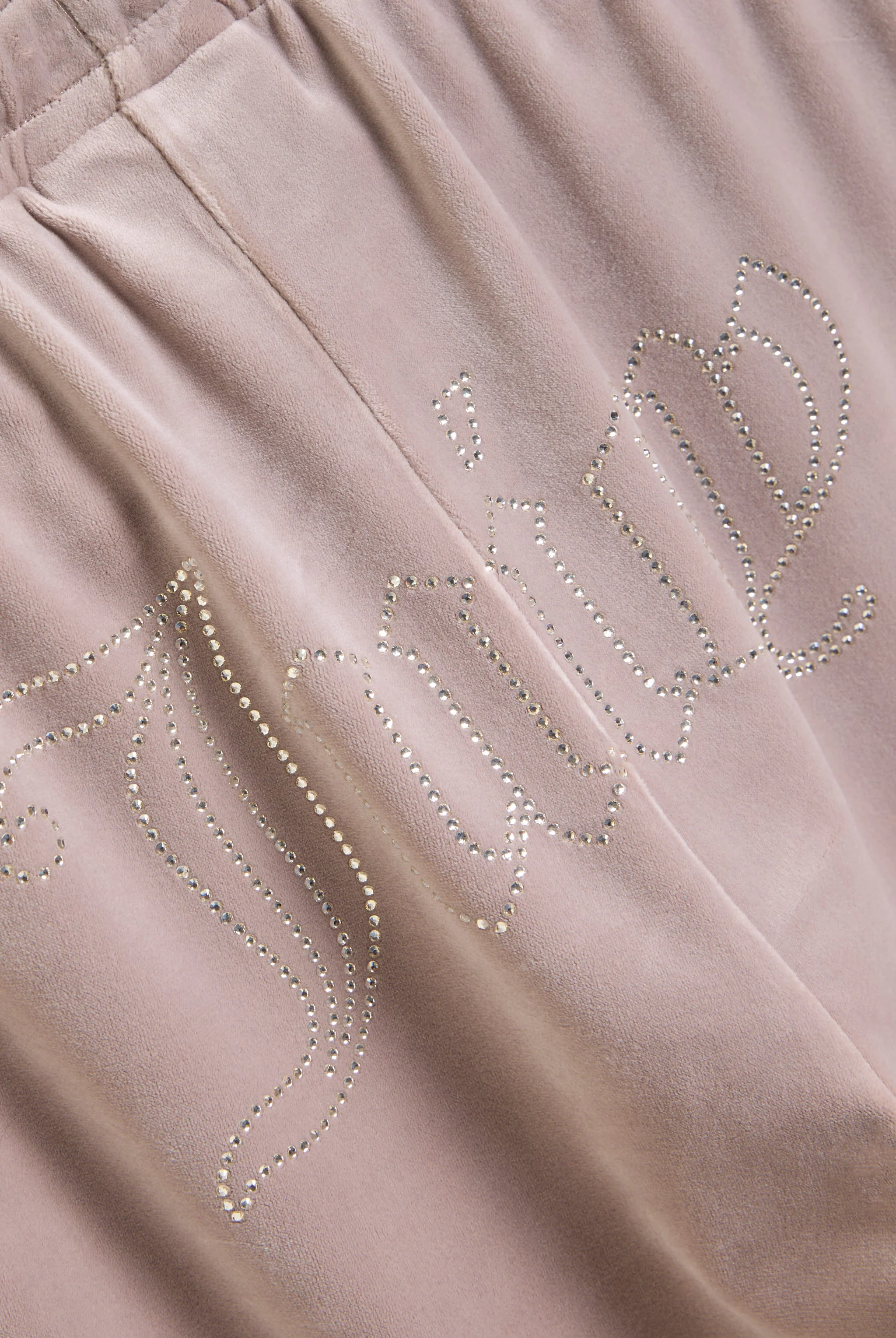 Pantaloni in velluto Tina con logo Juicy in strass tono su tono colore Beige - Image 8