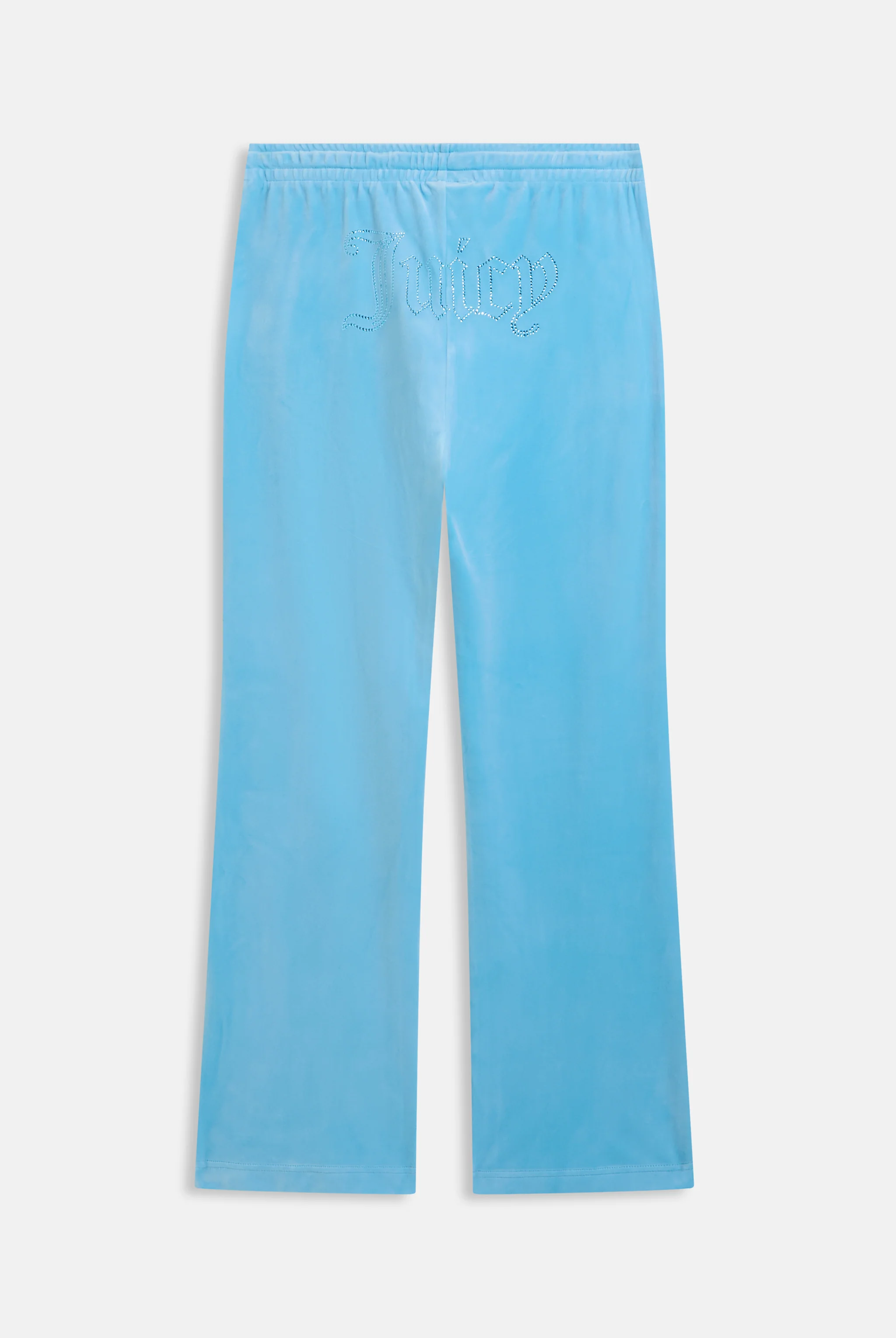Pantaloni in velluto Tina con logo Juicy in strass tono su tono colore Celeste - Image 2