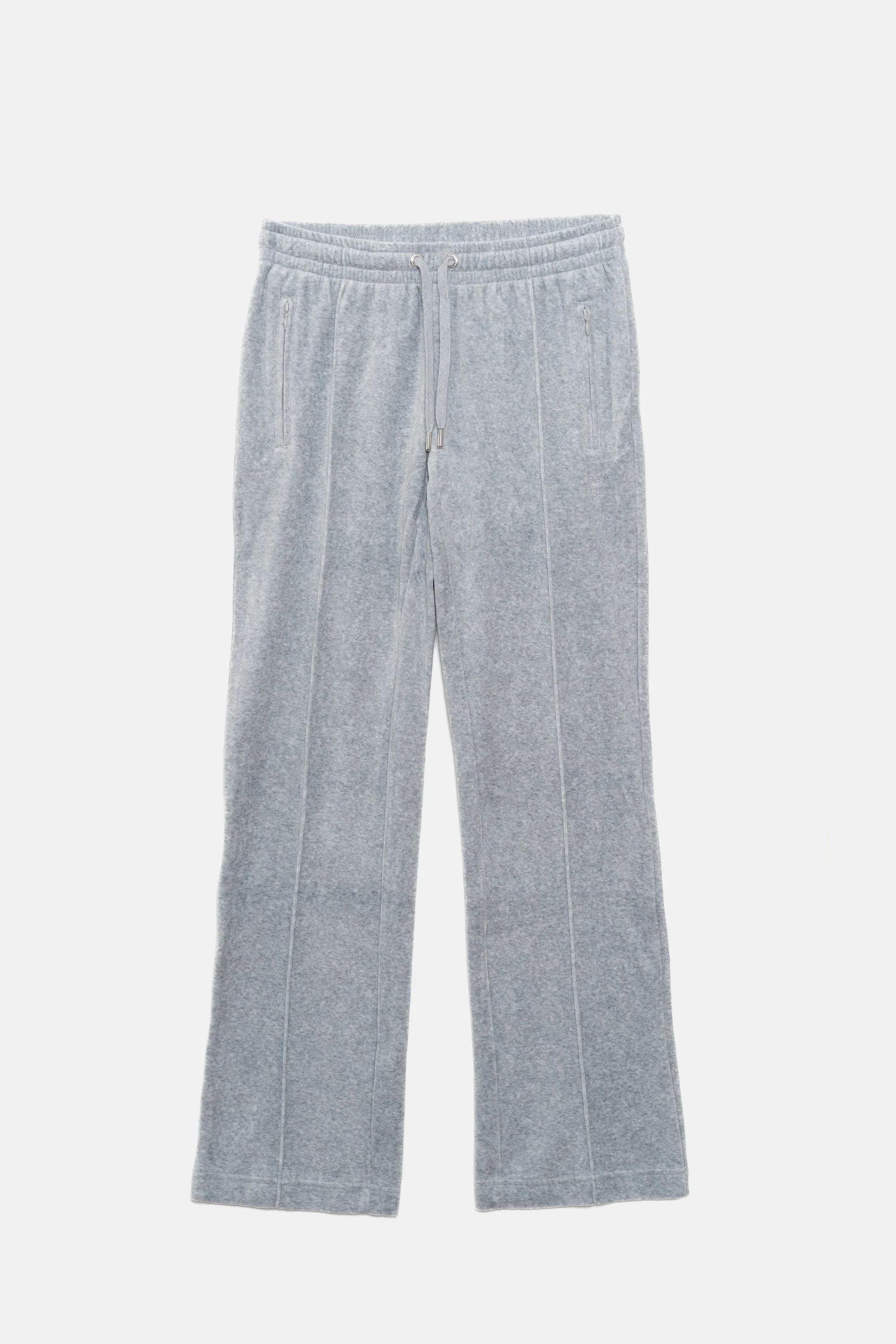 Pantaloni in velluto Tina con logo Juicy in strass tono su tono colore Grigio