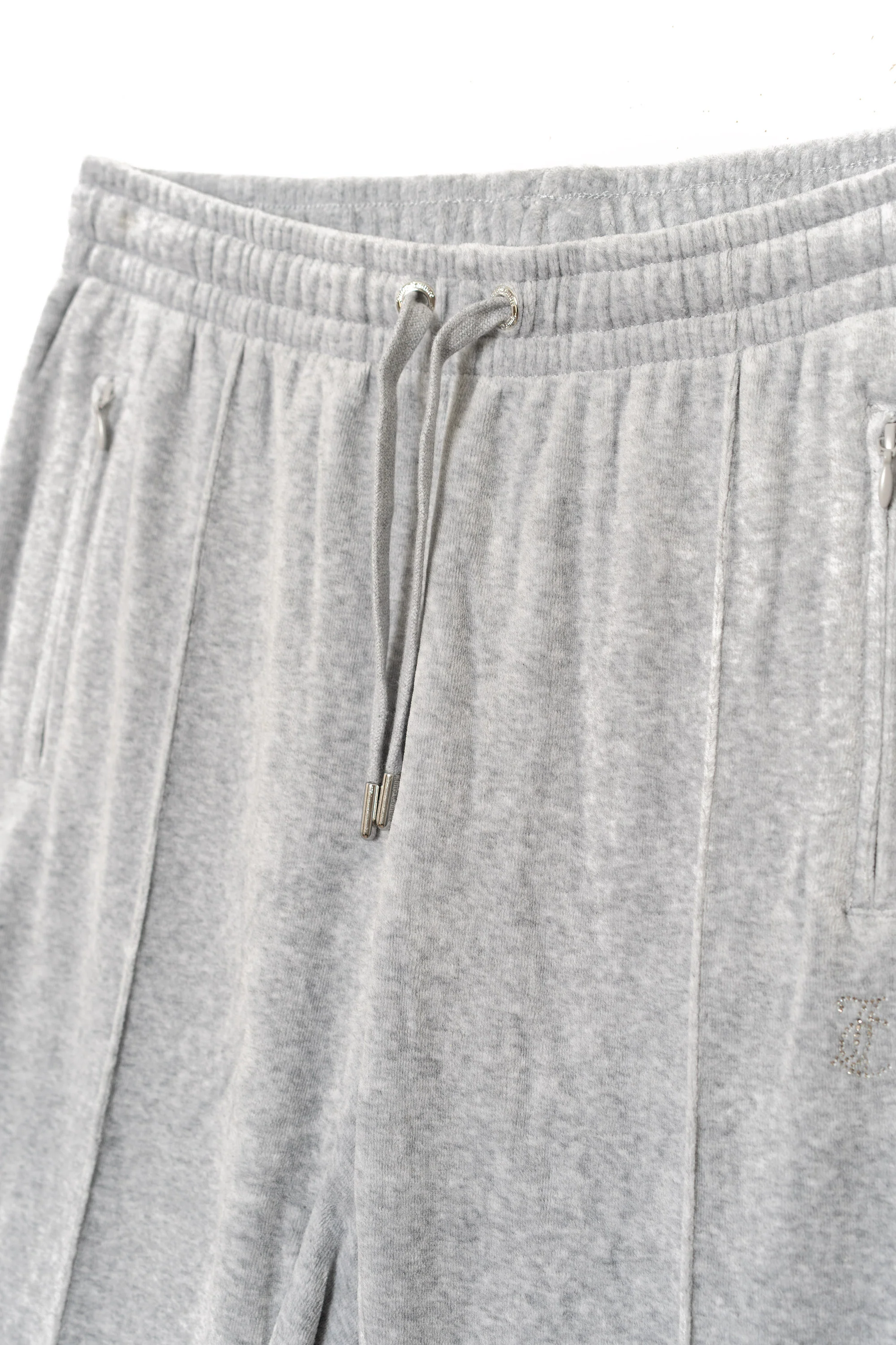 Pantaloni in velluto Tina con logo Juicy in strass tono su tono colore Grigio - Image 3