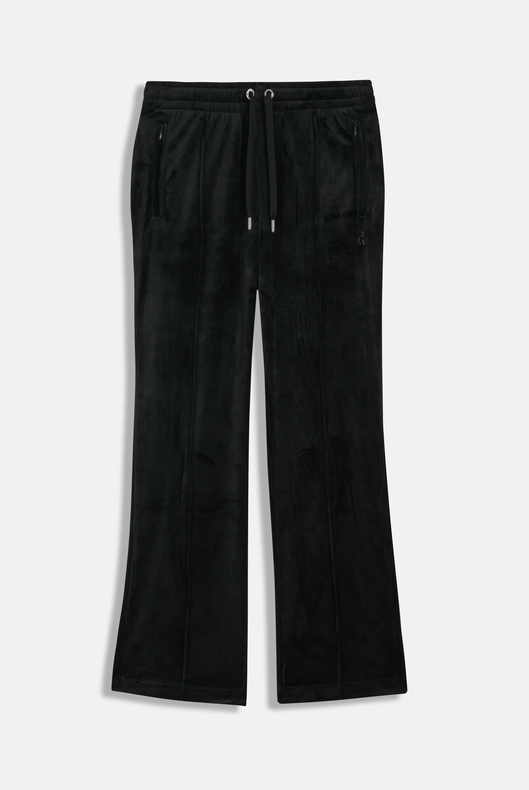 Pantaloni in velluto Tina con logo Juicy in strass tono su tono colore Nero