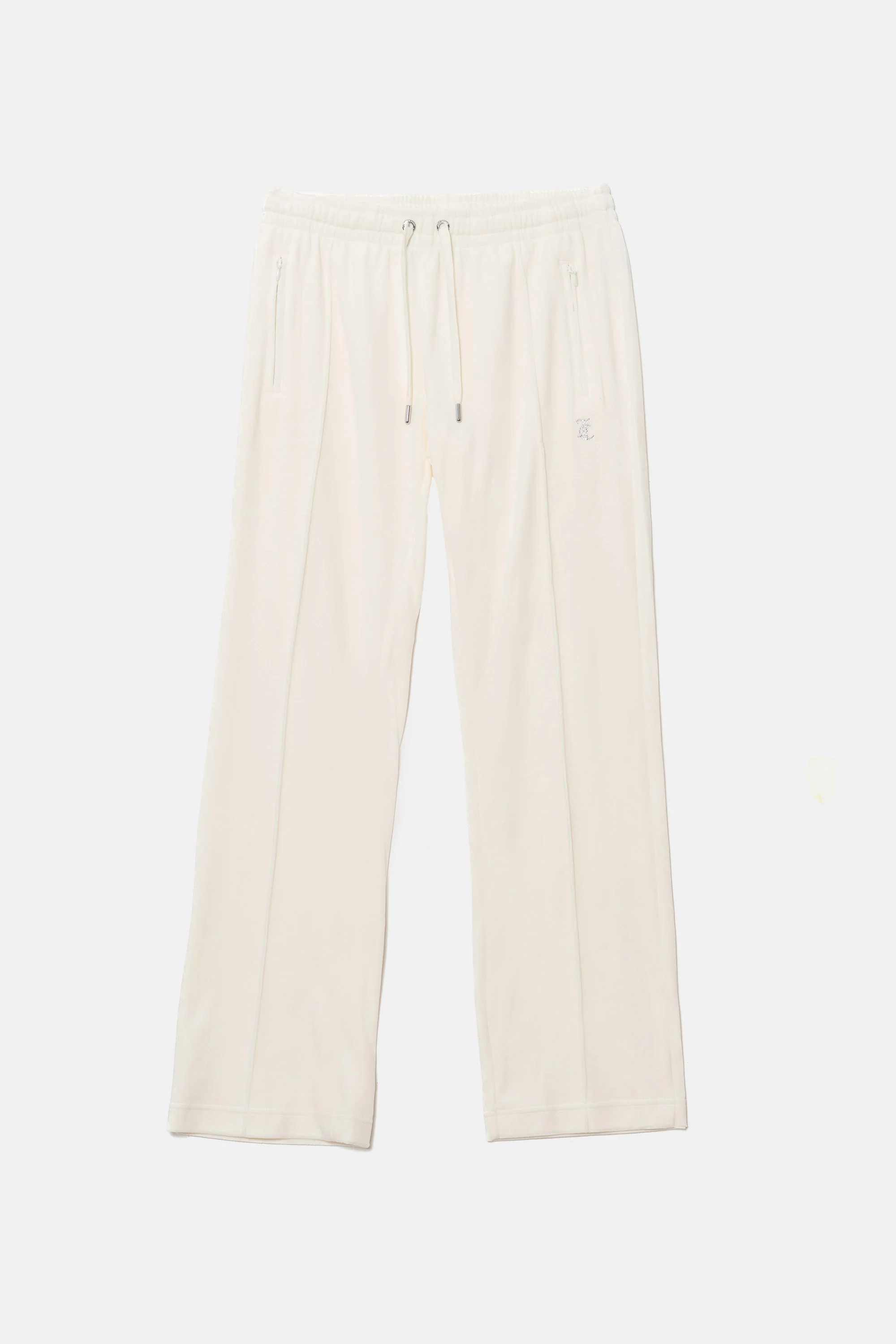 Pantaloni in velluto Tina con logo Juicy in strass tono su tono colore Panna