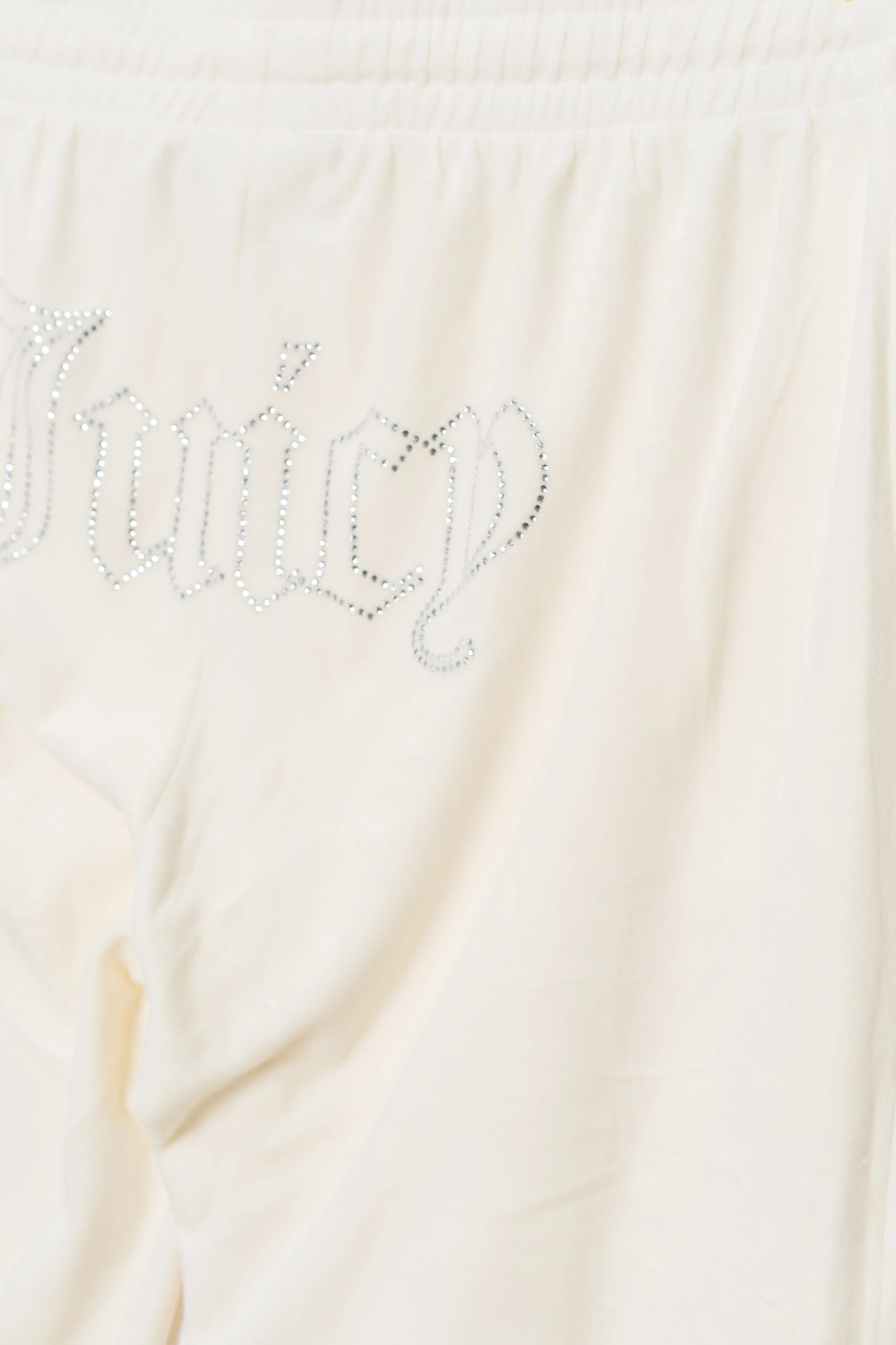 Pantaloni in velluto Tina con logo Juicy in strass tono su tono colore Panna - Image 3
