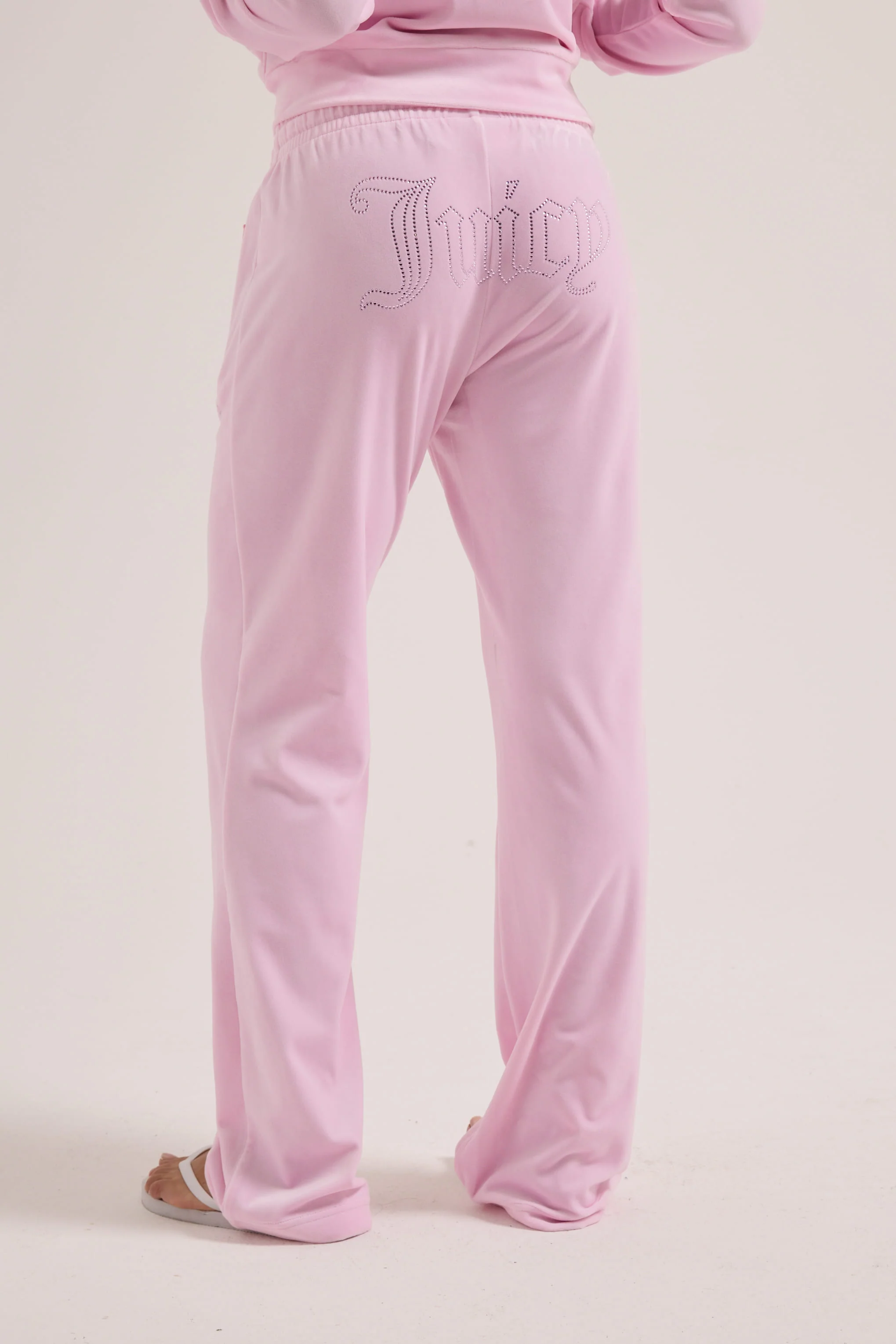 Pantaloni in velluto Tina con logo Juicy in strass tono su tono colore Rosa - Image 6