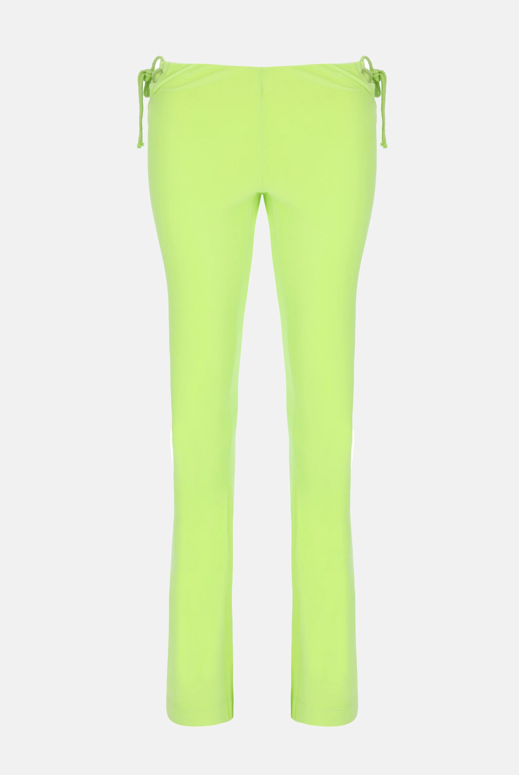 Pantaloni Juicy a gamba a zampa in jersey con lacci laterali colore Verde fluo