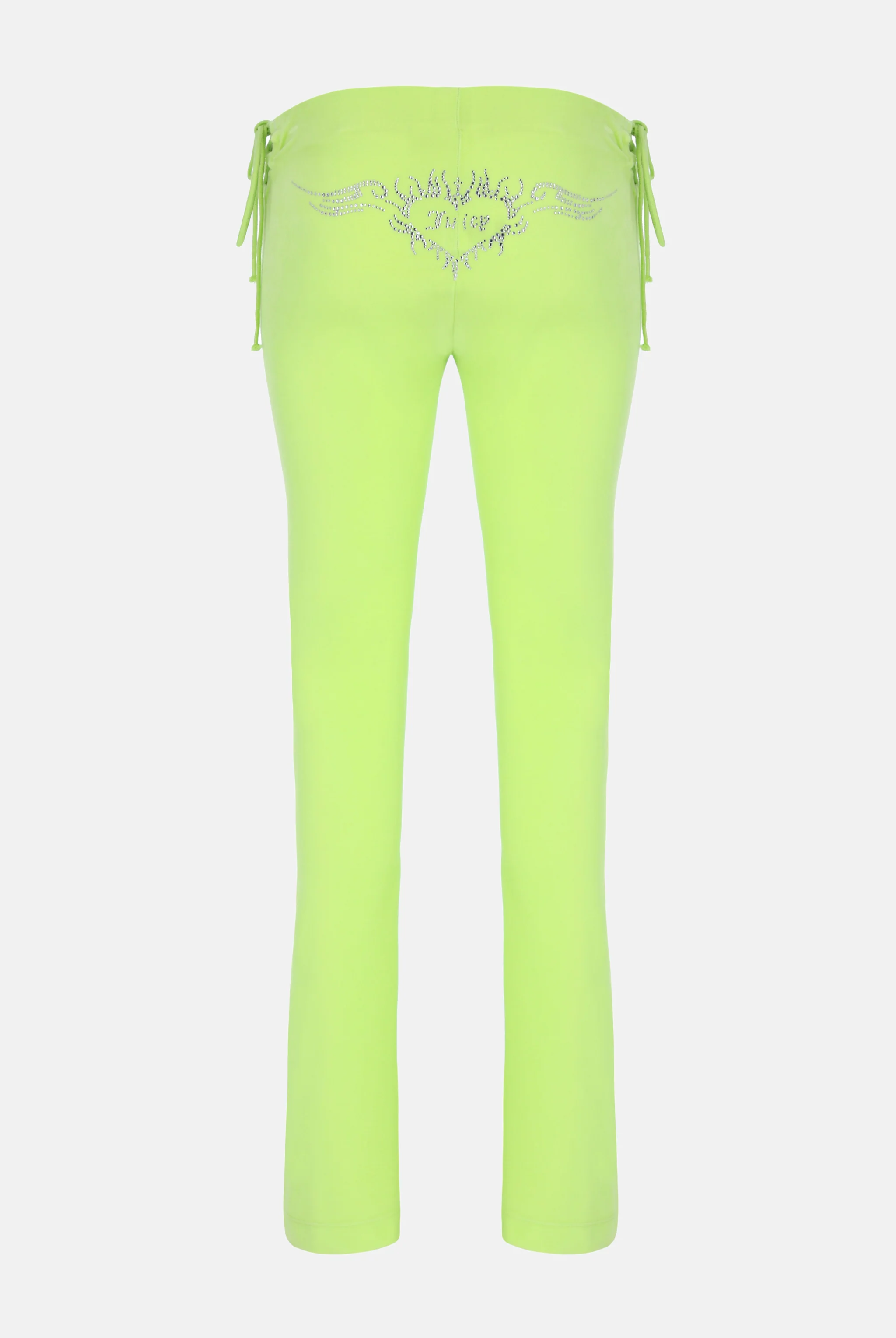 Pantaloni Juicy a gamba a zampa in jersey con lacci laterali colore Verde fluo - Image 2
