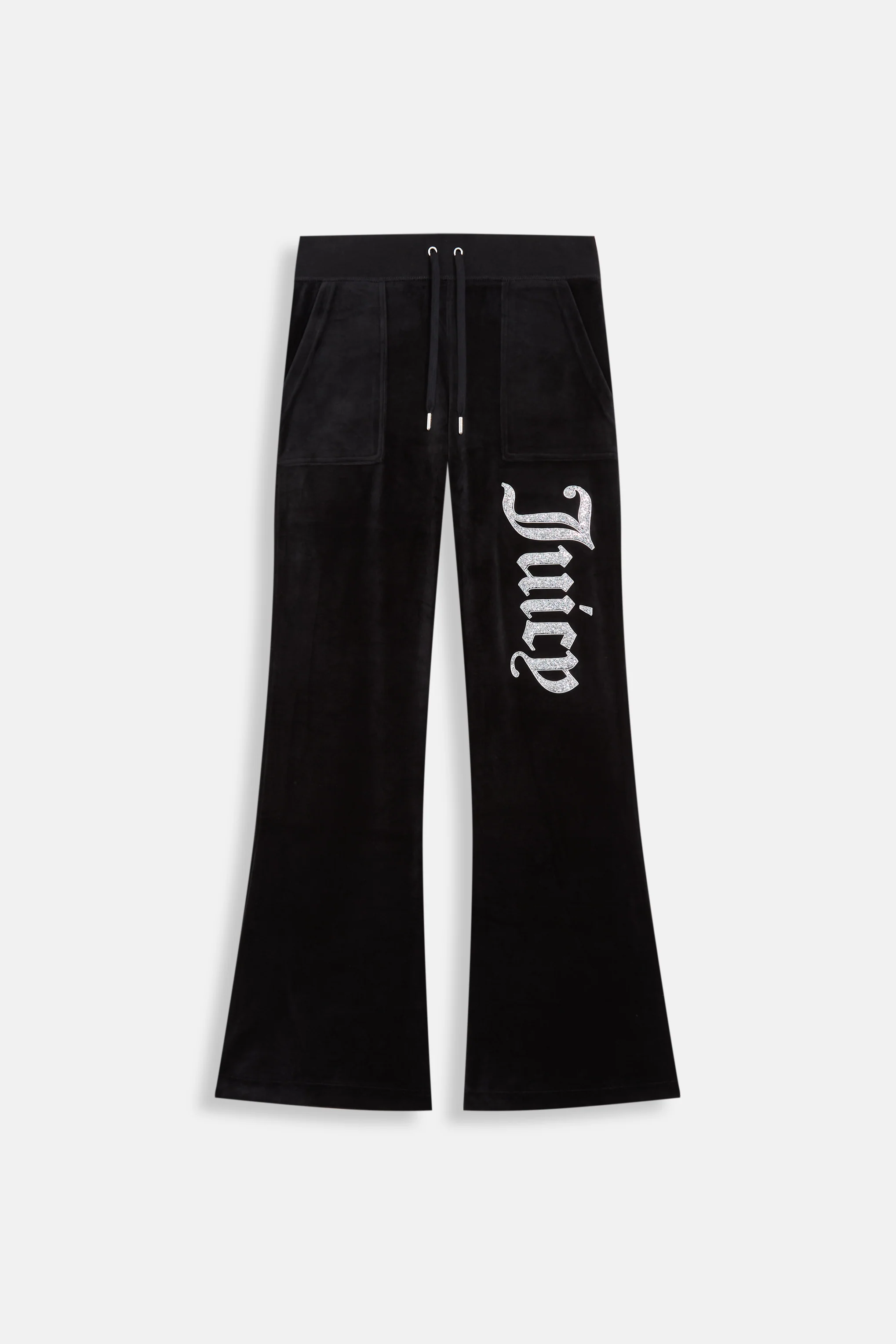 Pantaloni Layla Nero a vita bassa con logo strass